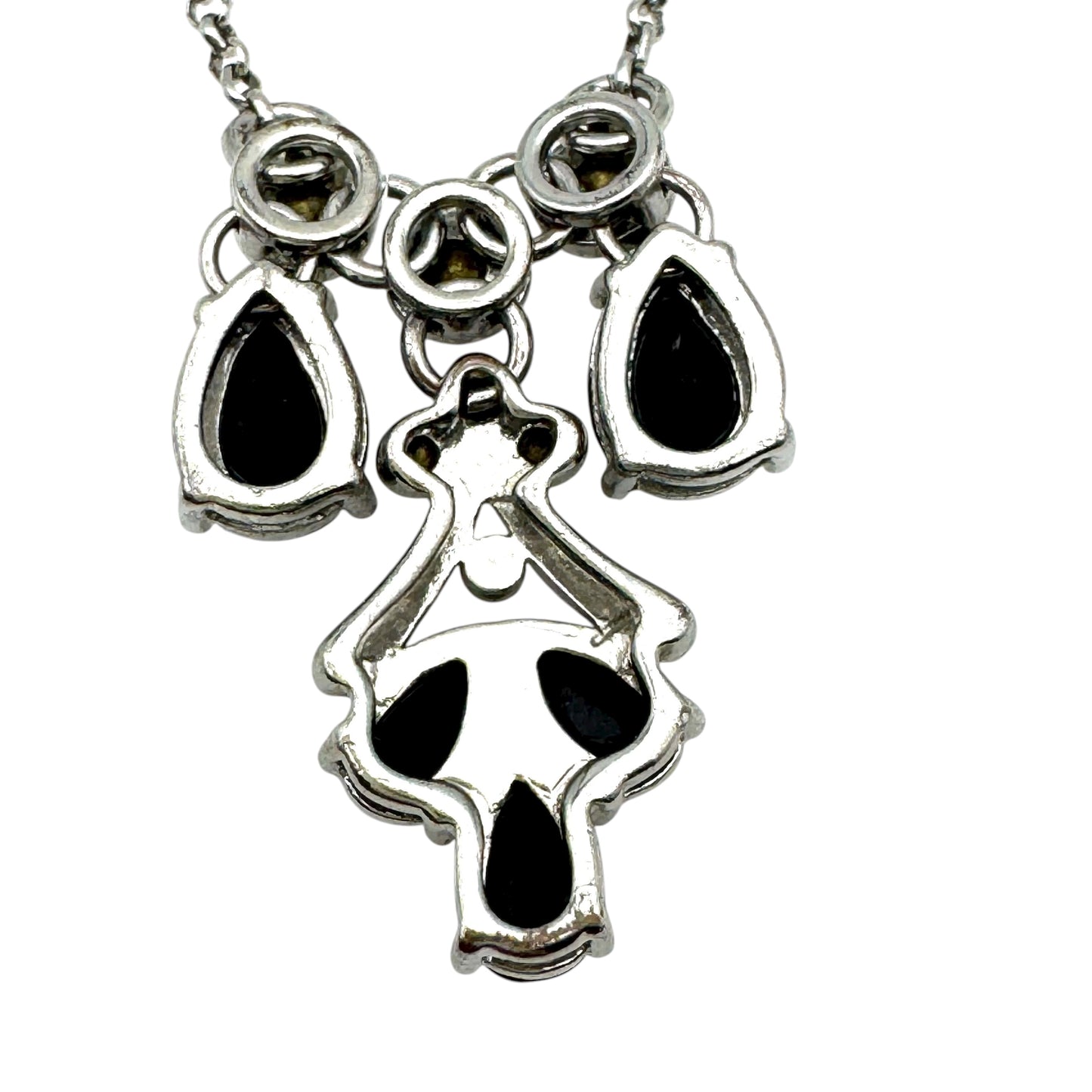 Monet Clear Rhinestone and Black Glass Integral Pendant Necklace