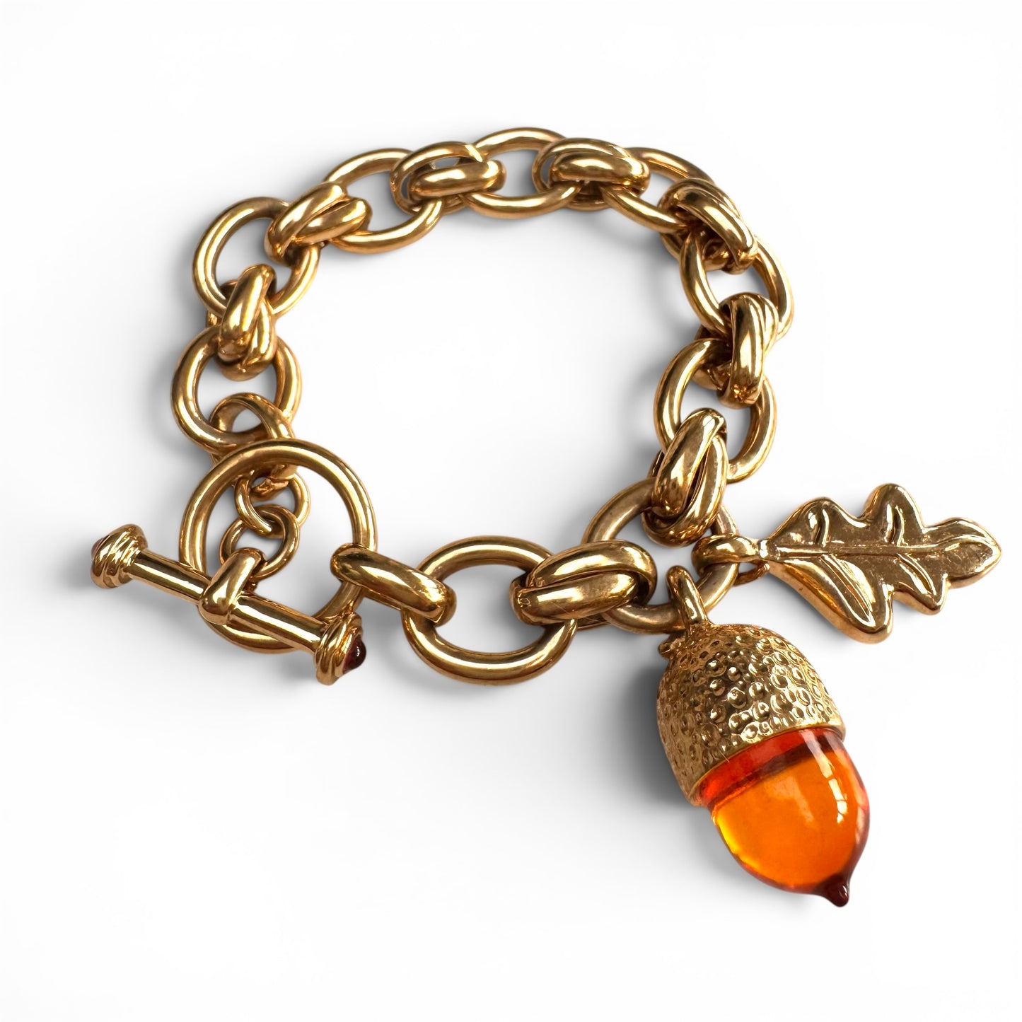 Francesca Visconti Glass Acorn and Leaf Charm Bracelet