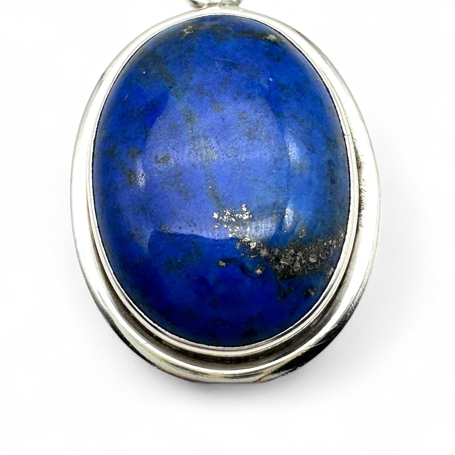 925 Silver Lapis Lazuli Cabochon Pendant On Italy 925 Silver Necklace