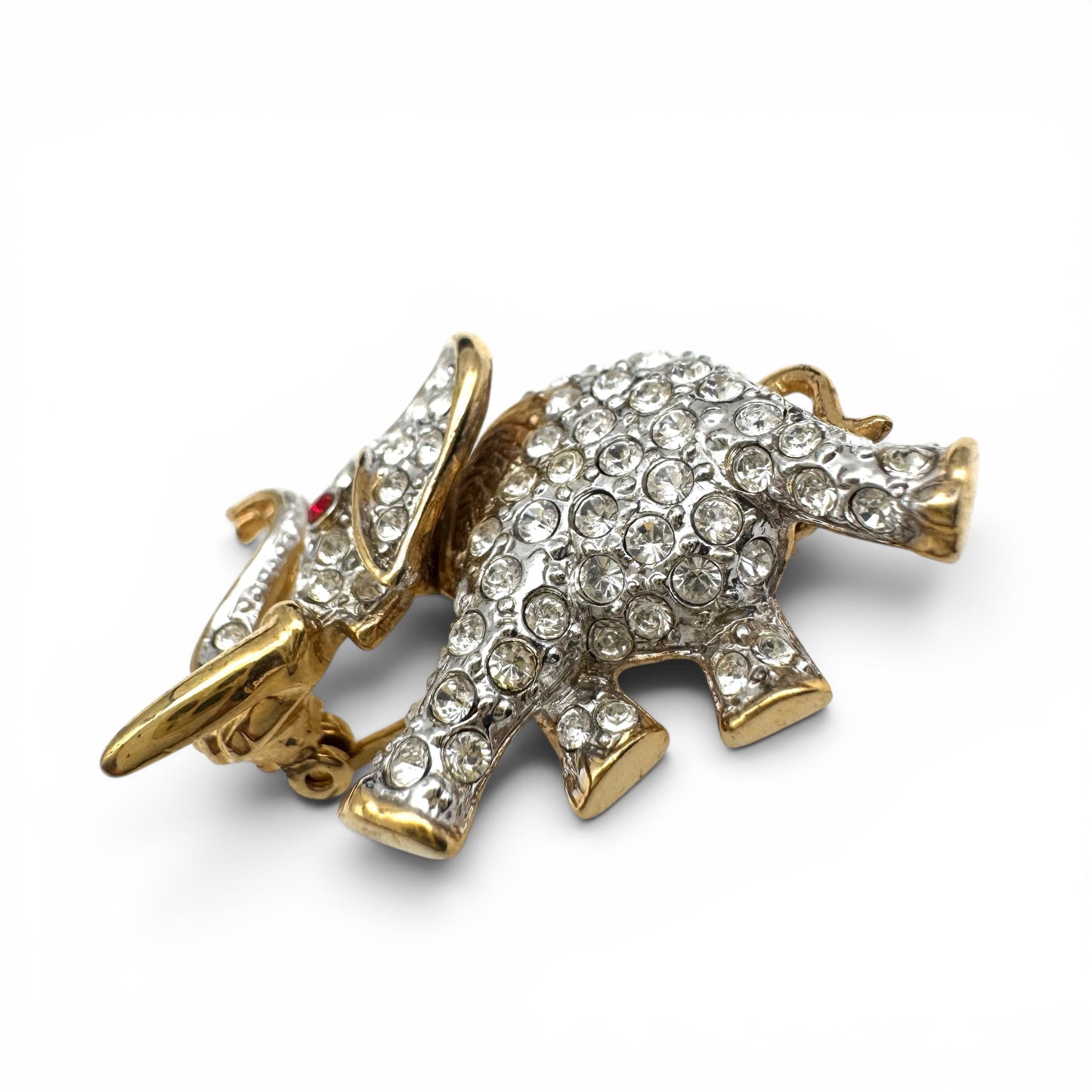 Attwood and Sawyer 22ct Gold Plated Swarovski Crystal Elephant Brooch