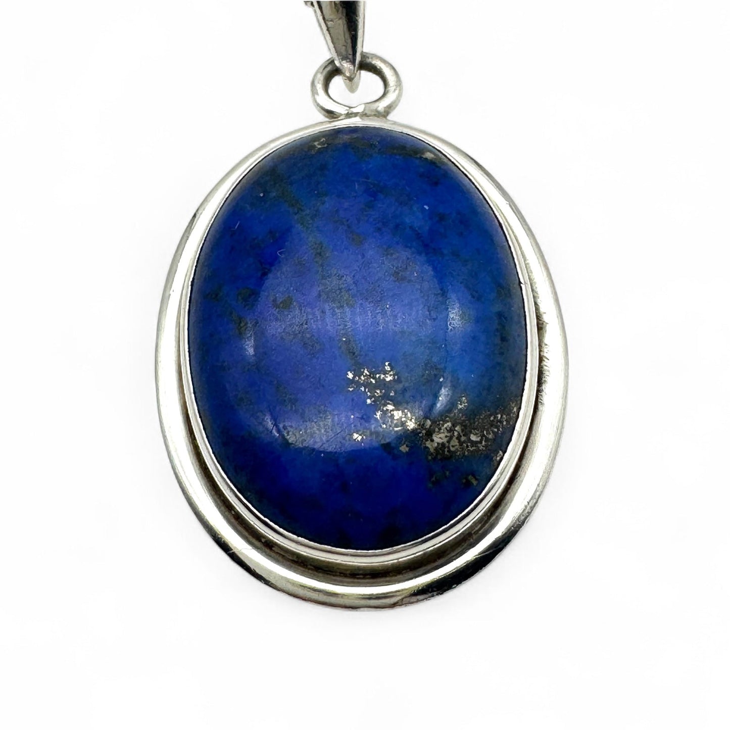 925 Silver Lapis Lazuli Cabochon Pendant On Italy 925 Silver Necklace