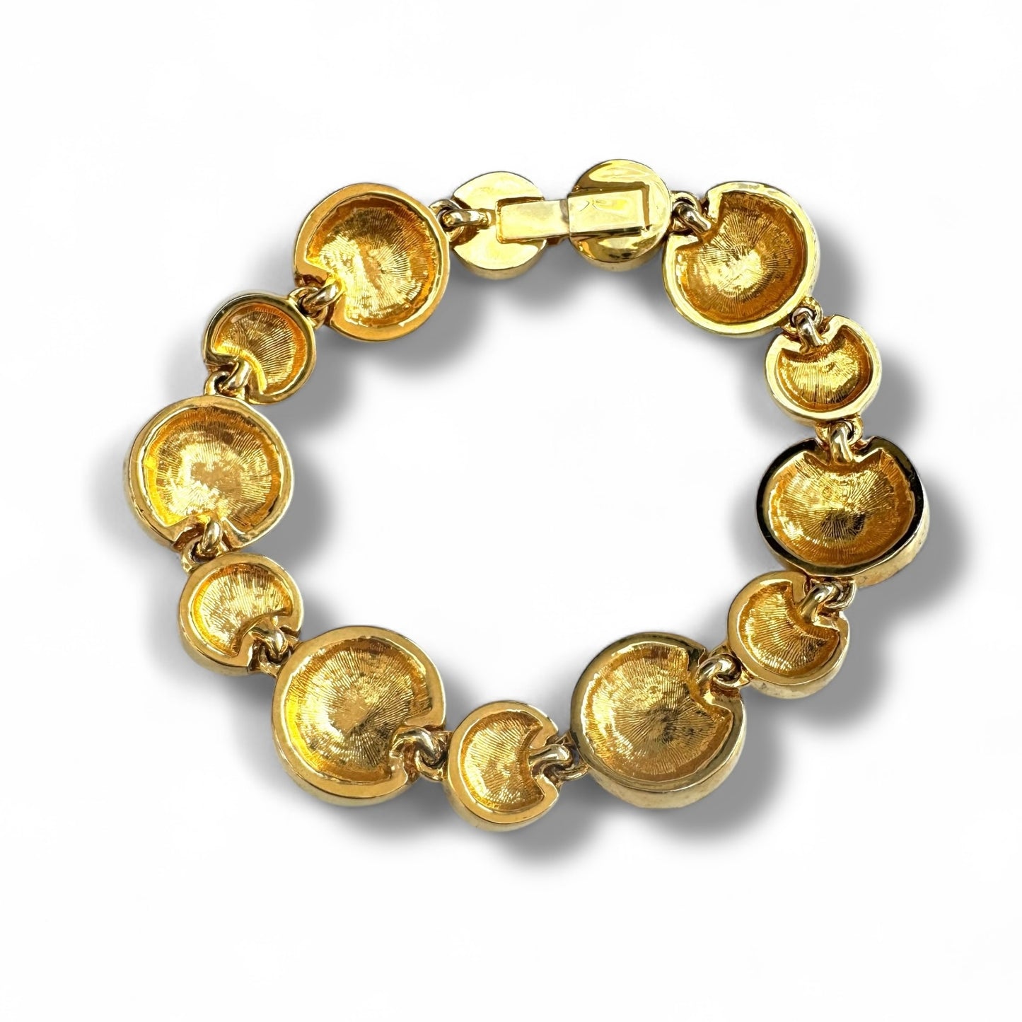 Crown Mark Blue Glass Cabochon and Crystal Gold Plated Bracelet