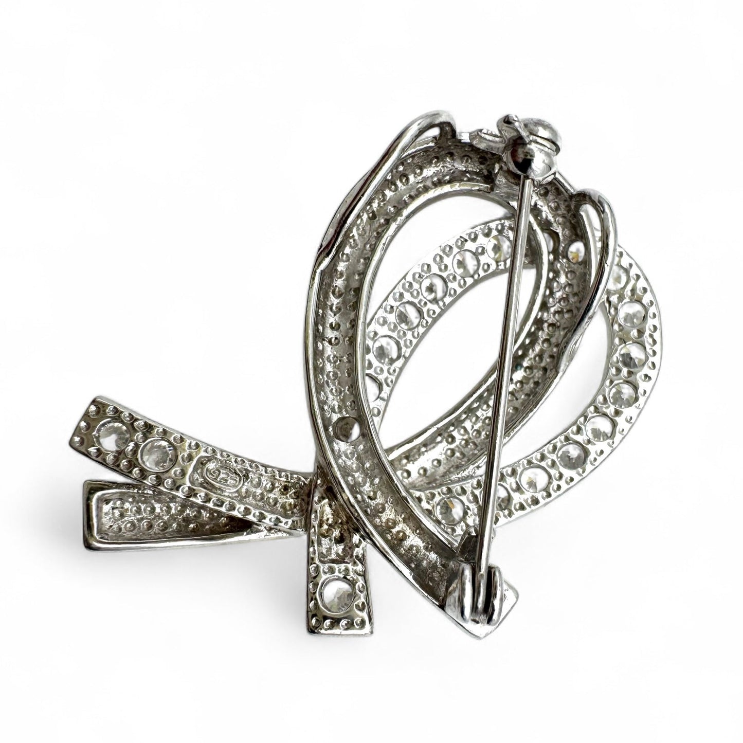 925 Silver Crystal Open Back Double Loop Brooch / Pendant
