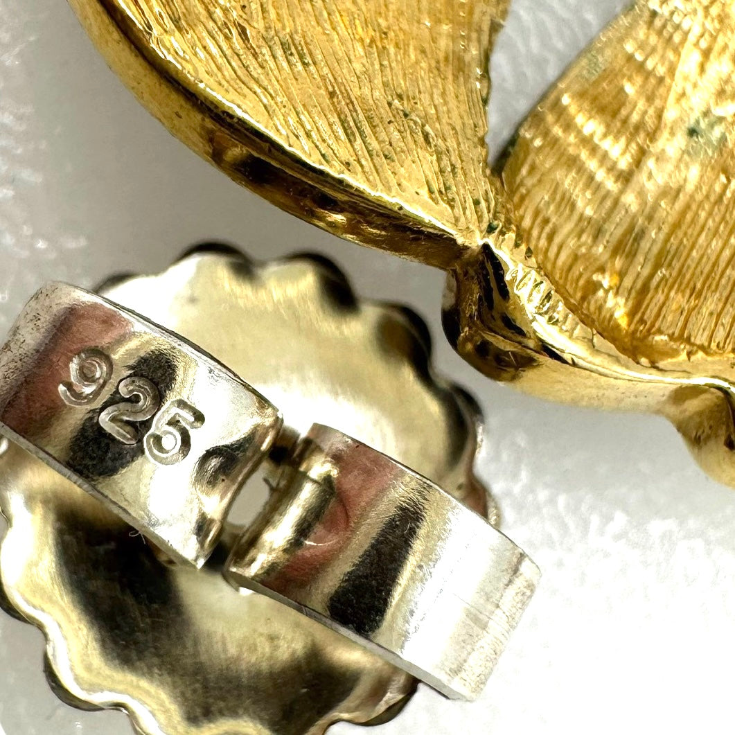 Bergdorf Goodman Black Enamel and Swarovski Crystal Pierced Earrings with Brand New 925 Silver Butterfly Backs