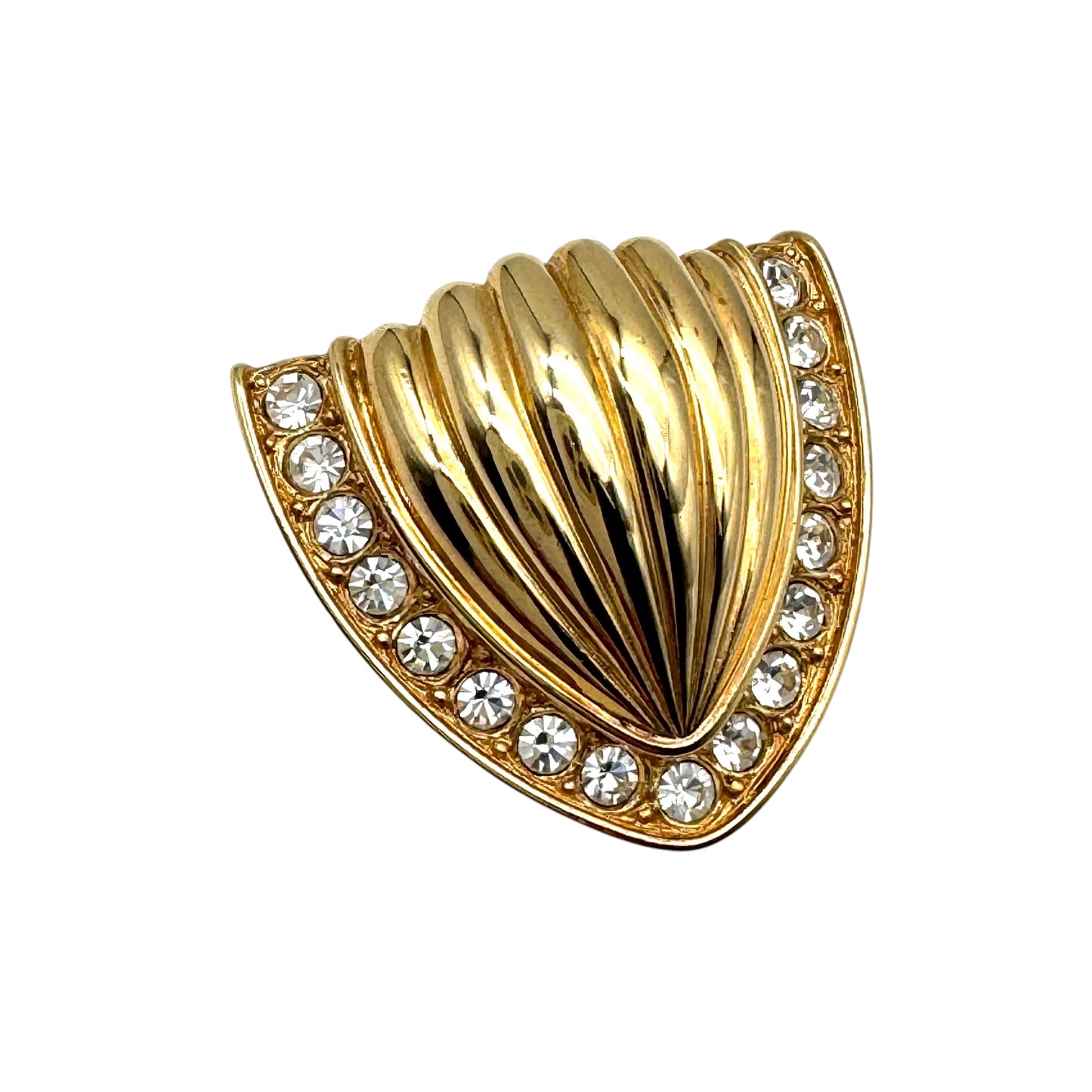 Swarovski (Swan Hallmark) Crystal Framed Half Ribbed Brooch