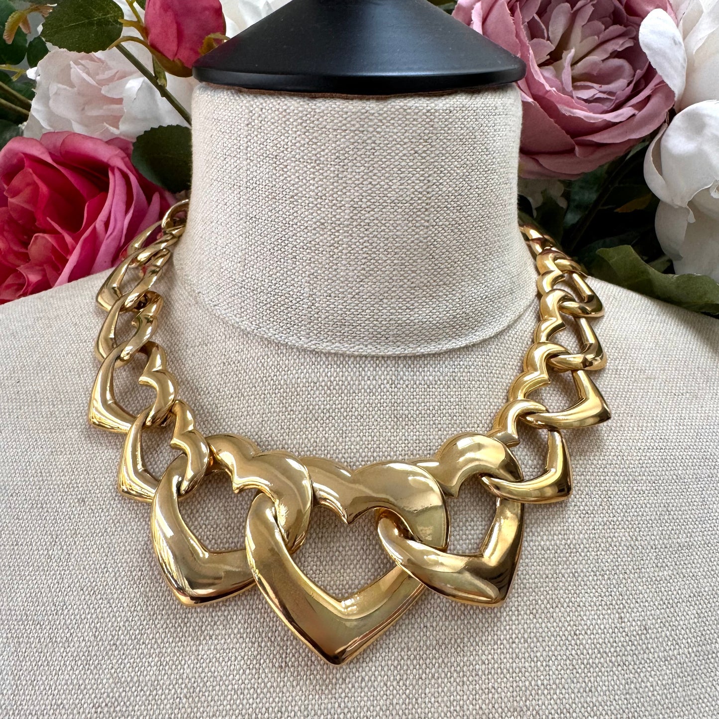 Yves Saint Laurent Robert Goossens Interlocking Open Heart Link Necklace