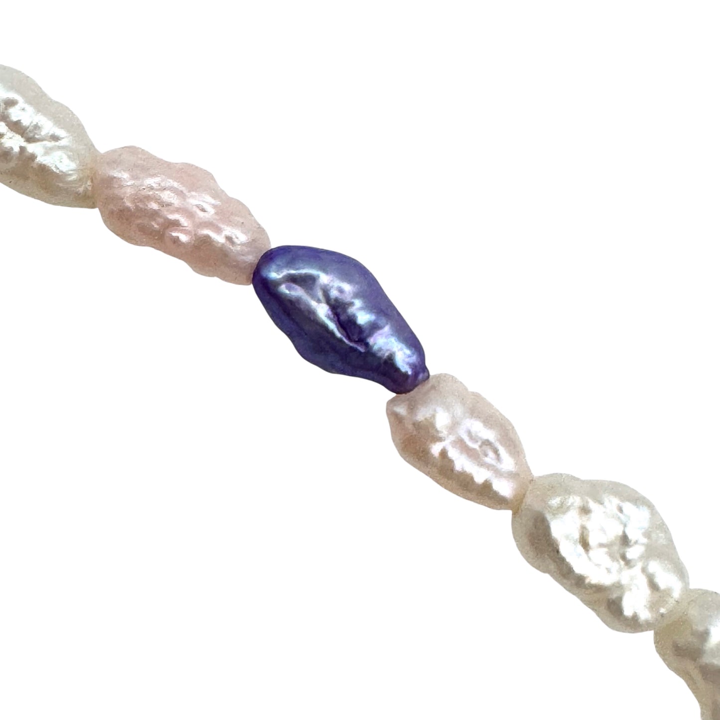 Mid-Century Cultured White/Pink/Lavender Freshwater Rice Pearl Gold-Filled Necklace