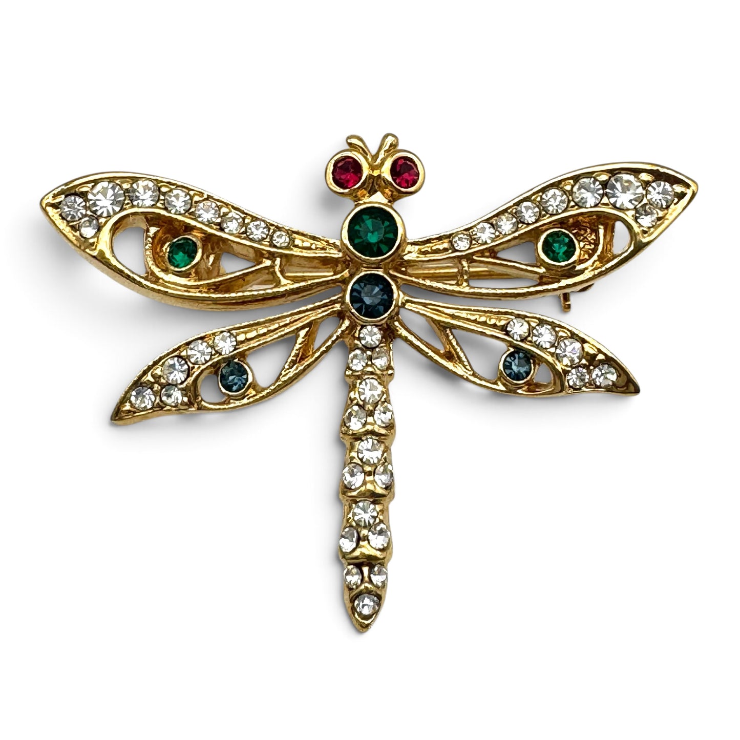 Attwood and Sawyer 22ct Gold Plated Swarovski Crystal Openwork Dragonfly (Small)