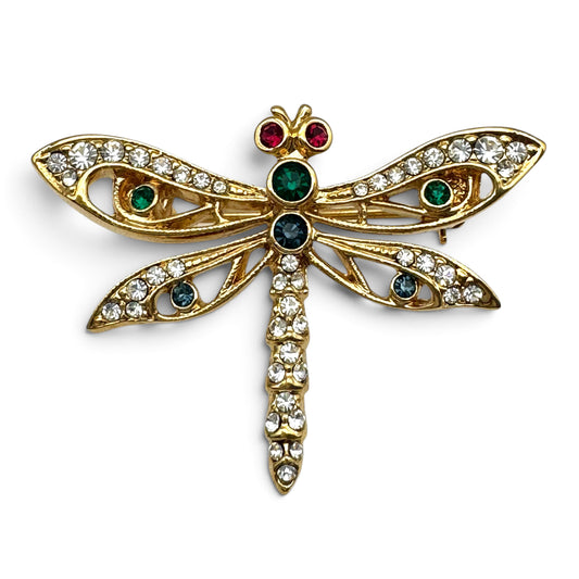 Attwood and Sawyer 22ct Gold Plated Swarovski Crystal Openwork Dragonfly (Small)