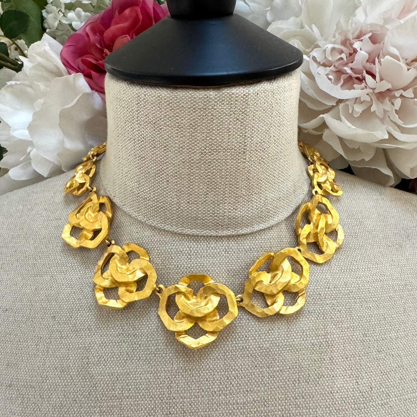 Cécile & Jeanne 24ct Gold Plated Asymmetrical Abstract Open Work Knot Necklace