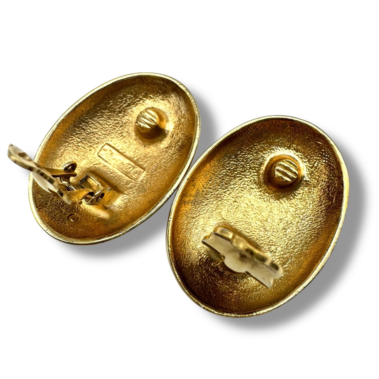 Piscitelli Black Enamel Modernist Clip On Earrings