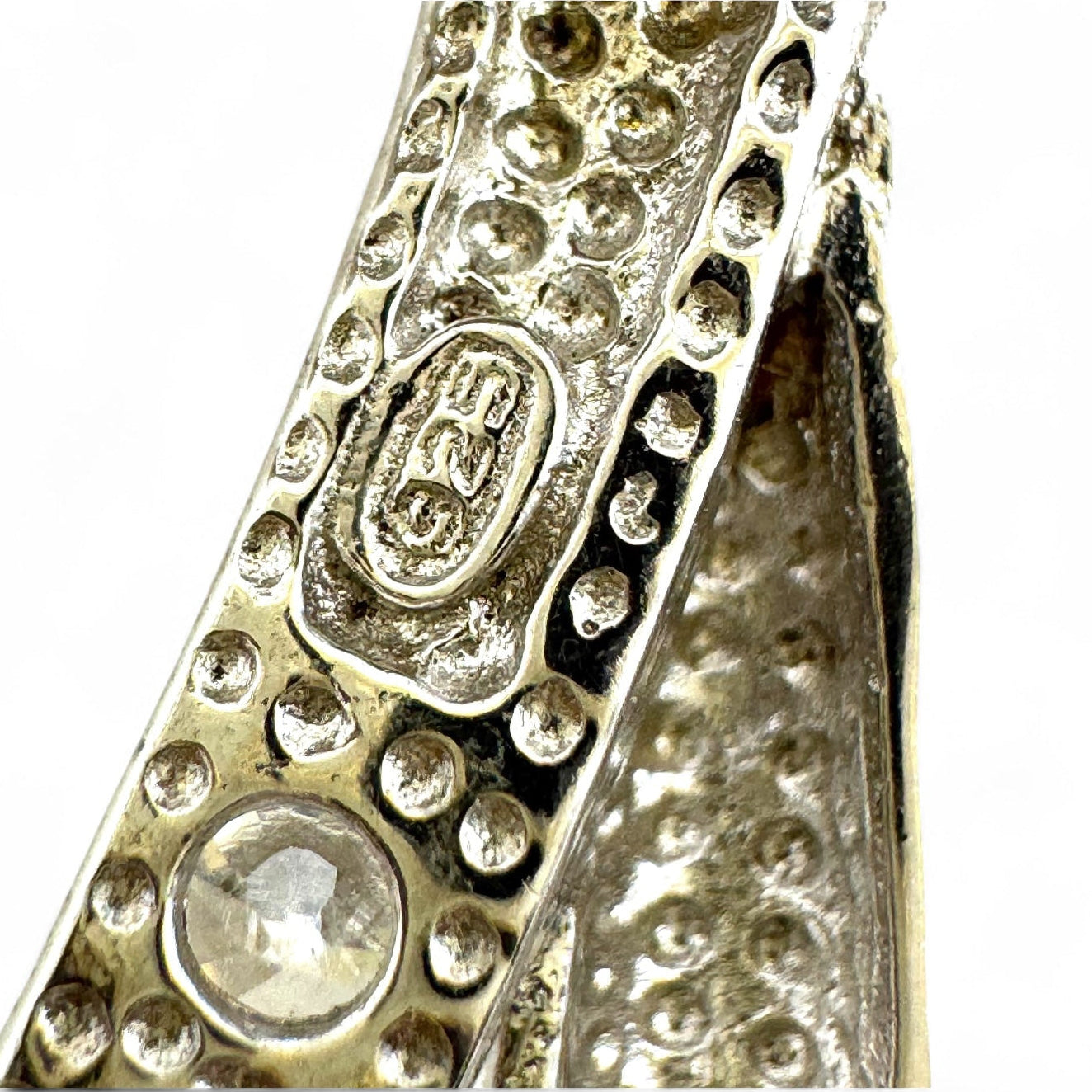 925 Silver Crystal Open Back Double Loop Brooch / Pendant