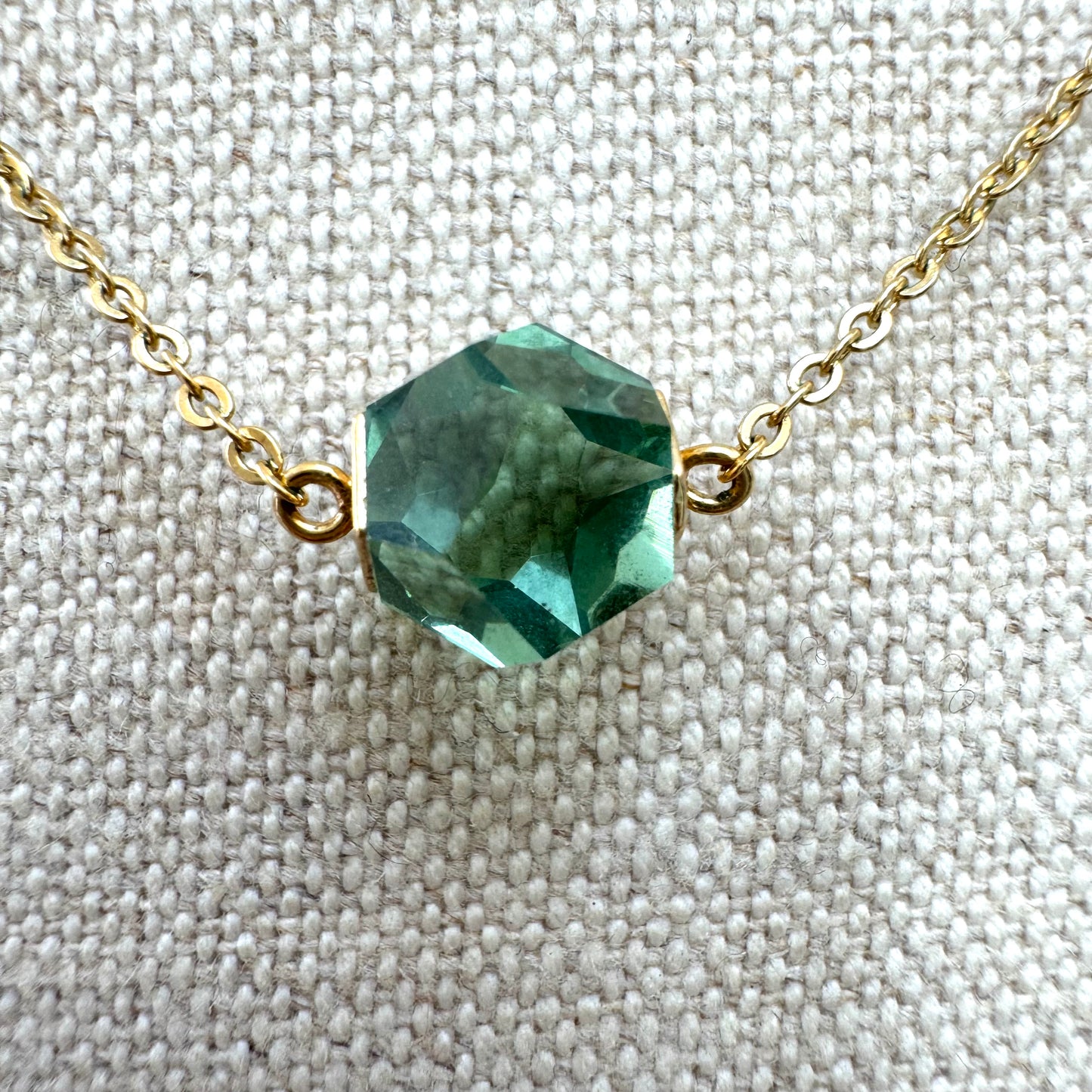 Swarovski (Swan Hallmark) Gold Plated Green 'Nuts' Erinite Solitaire Integral Necklace