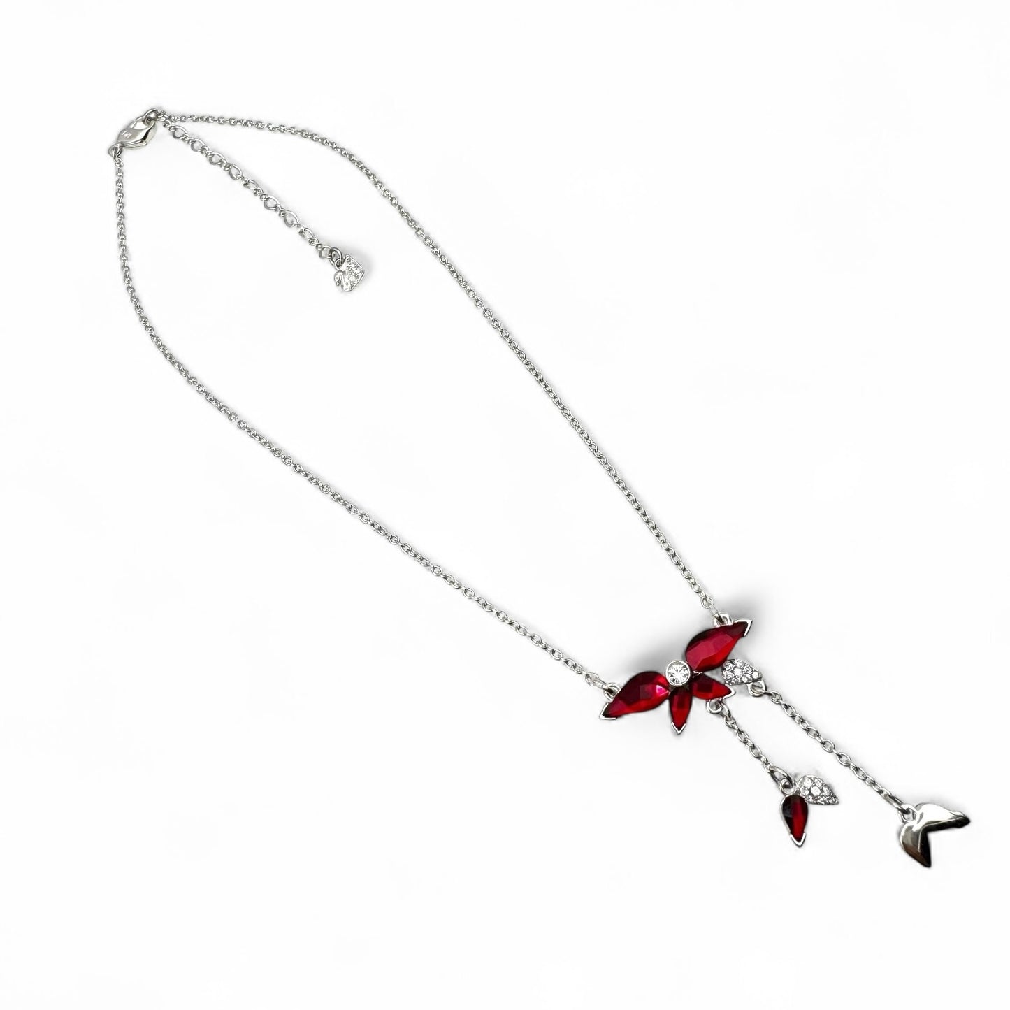 Swarovski (Swan Mark) Red Falling Petals Dropper Necklace