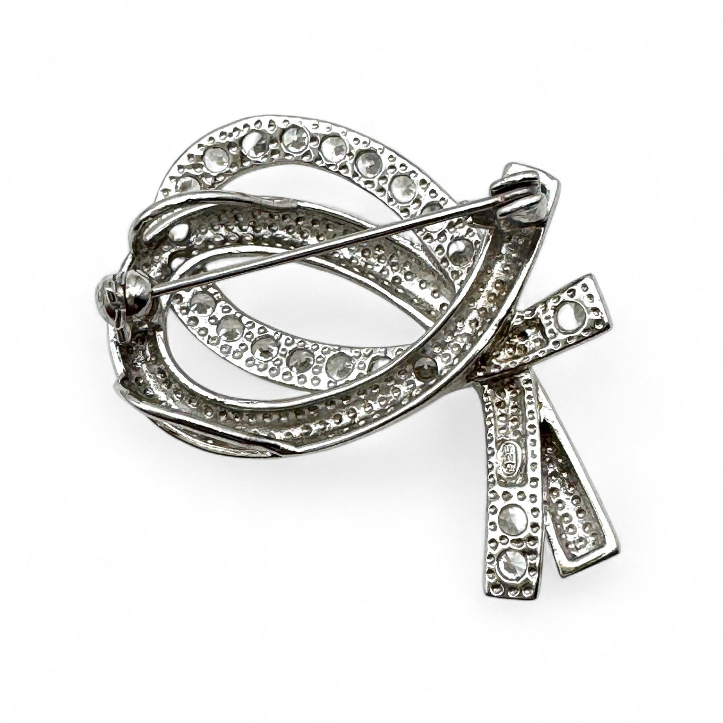 925 Silver Crystal Open Back Double Loop Brooch / Pendant