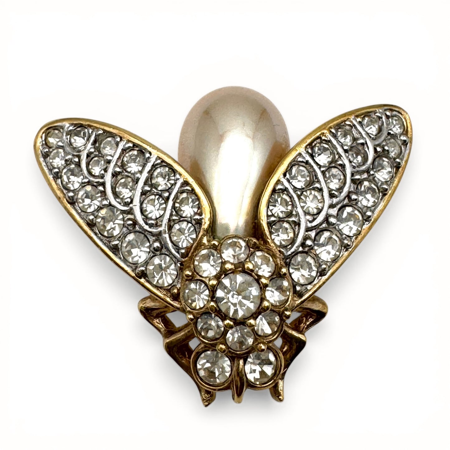Attwood and Sawyer 22ct Gold Plated Open Winged Swarovski Crystal Insect/Bee Brooch