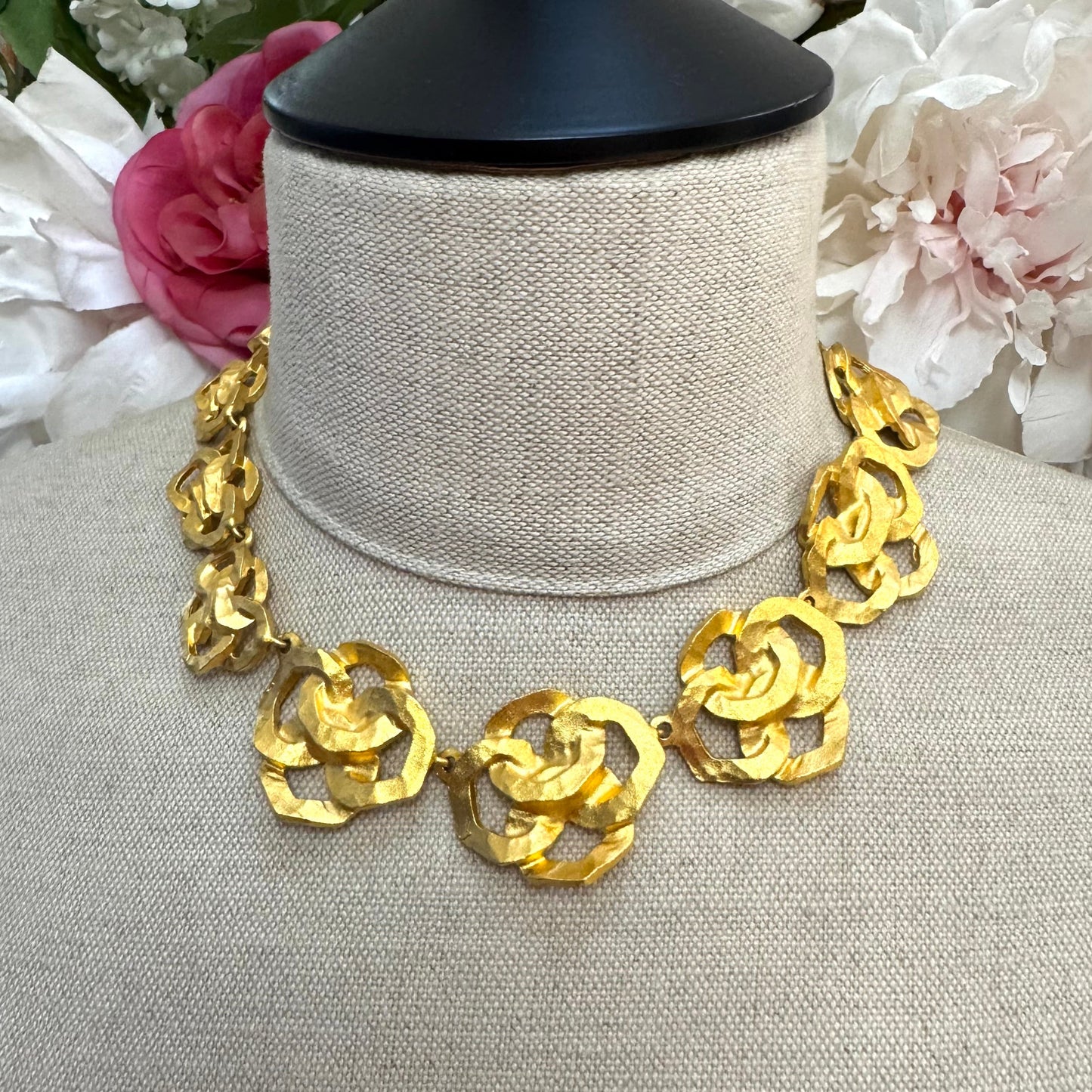Cécile & Jeanne 24ct Gold Plated Asymmetrical Abstract Open Work Knot Necklace