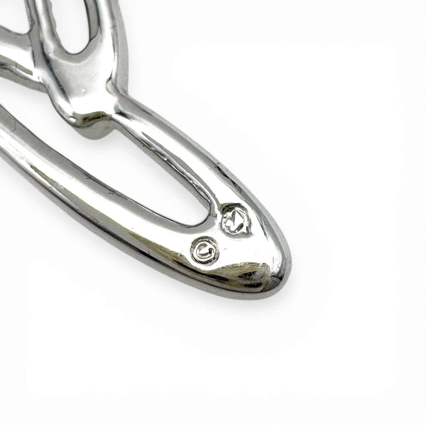 Swarovski (Swan Mark) Rhodium Plated Interlocking Double Open Hearts Single Line Brooch