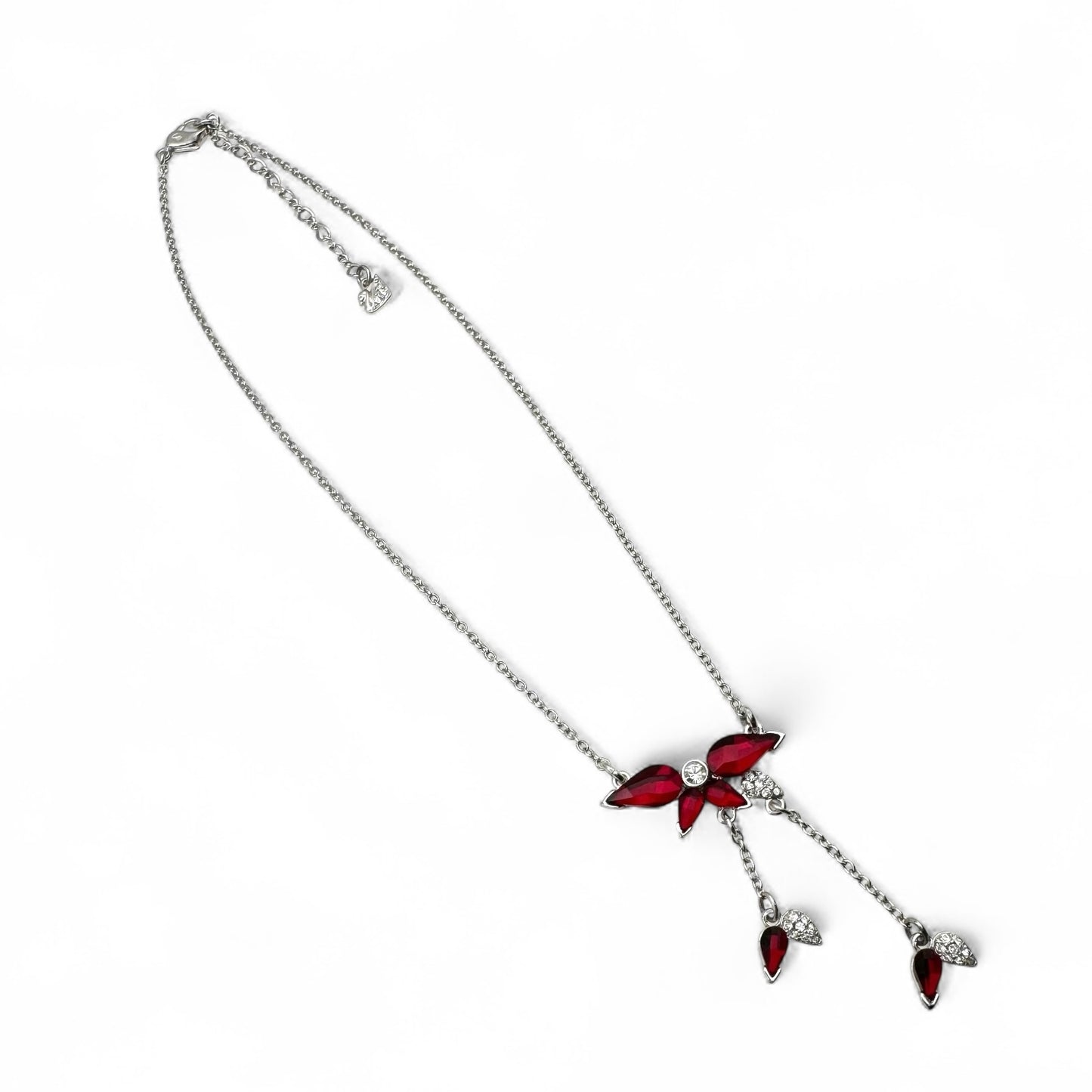 Swarovski (Swan Mark) Red Falling Petals Dropper Necklace
