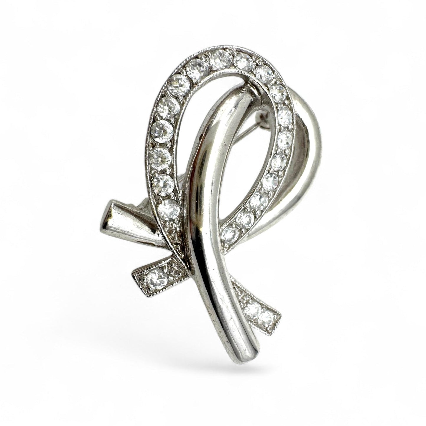 925 Silver Crystal Open Back Double Loop Brooch / Pendant