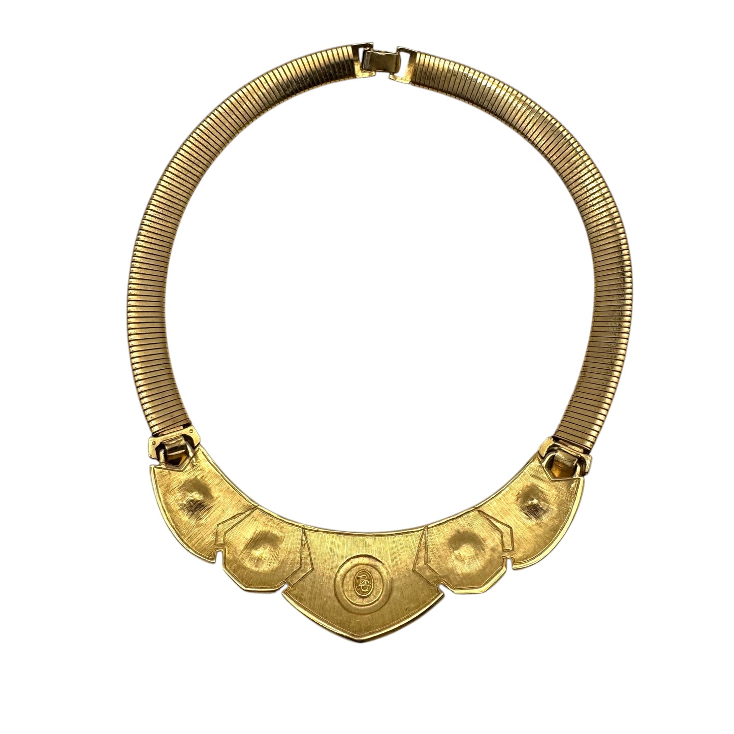 Bergdorf Goodman Enamel and Swarovski Rivoli Crystal Omega Necklace