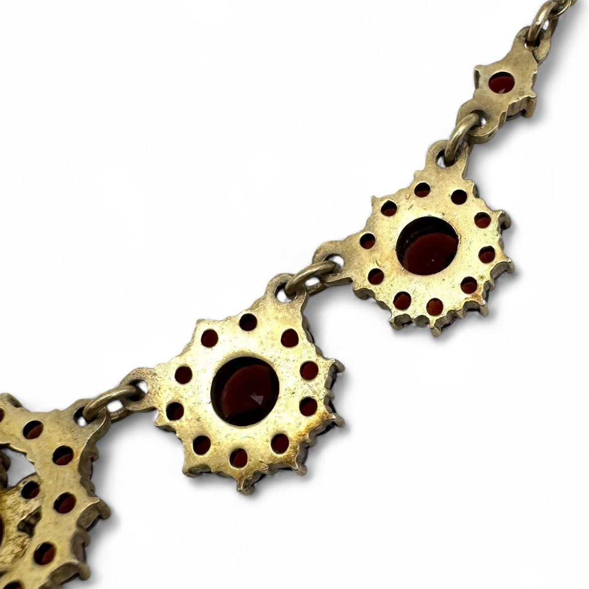 Vintage Bohemian Garnet Necklace in 900 Purity Silver with Gold Wash