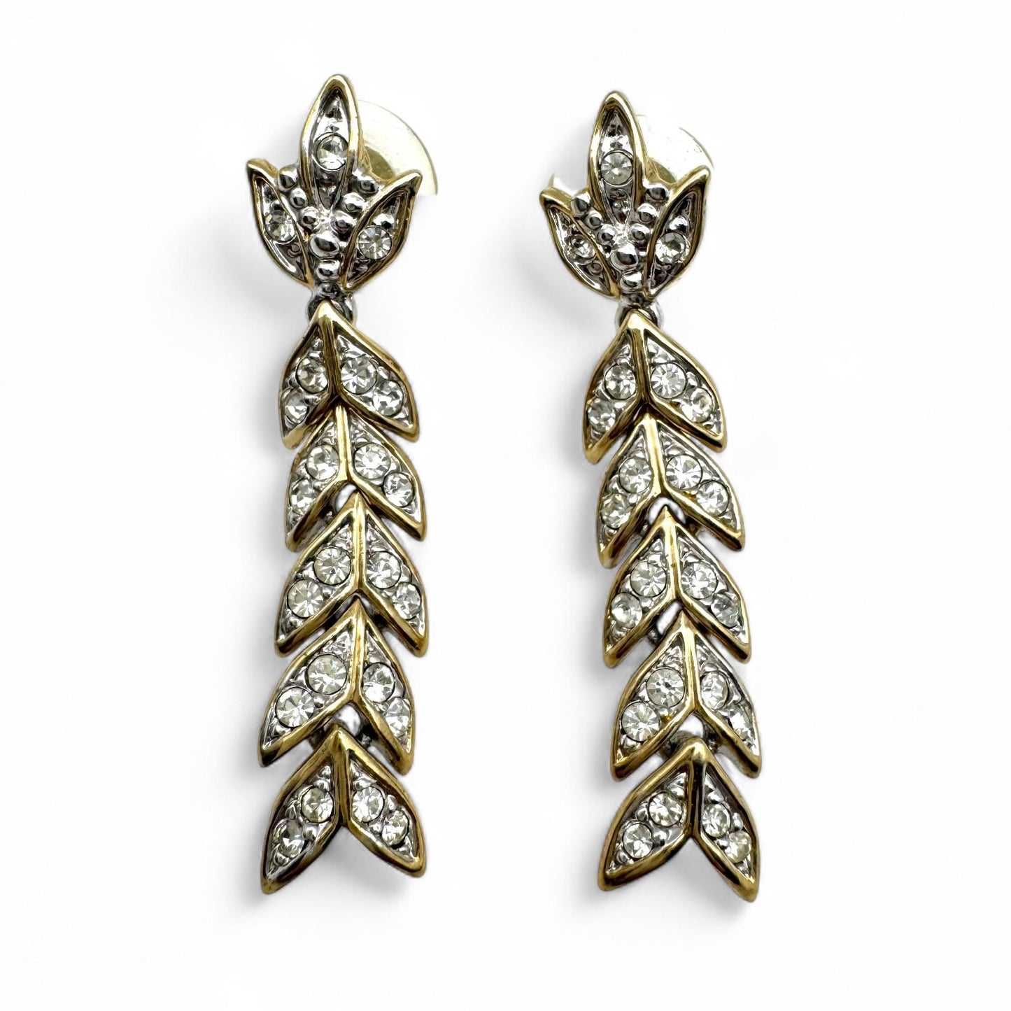 Vintage Swarovksi Crystal Dropper Pierced Earrings