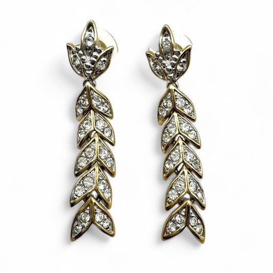 Vintage Swarovksi Crystal Dropper Pierced Earrings