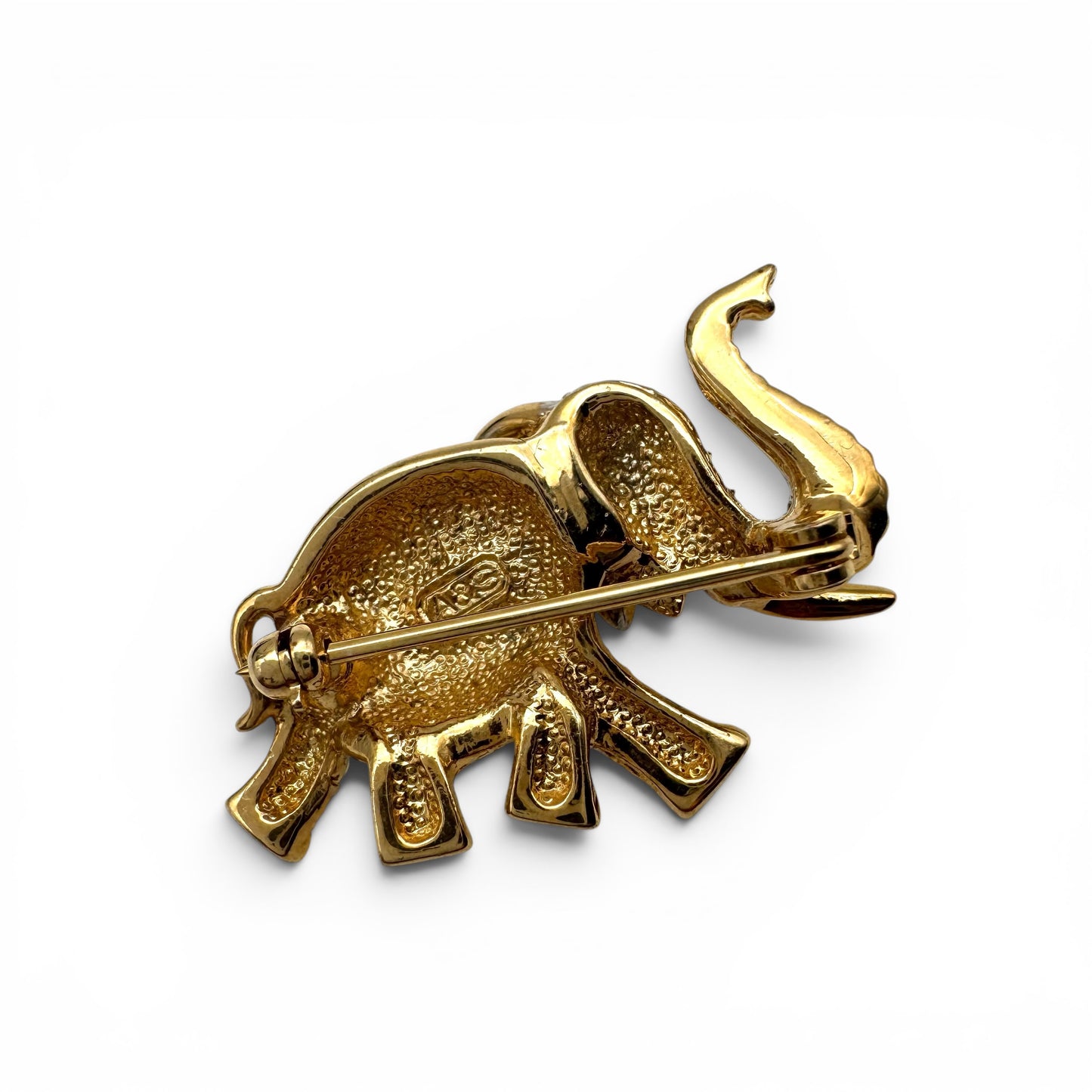 Attwood and Sawyer 22ct Gold Plated Swarovski Crystal Elephant Brooch