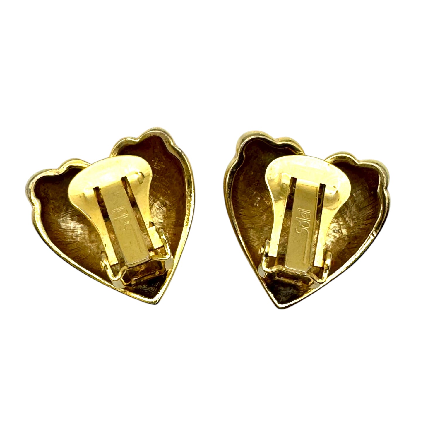 Soleil Navy Blue Enamel Heart-Shaped Clip On Earrings