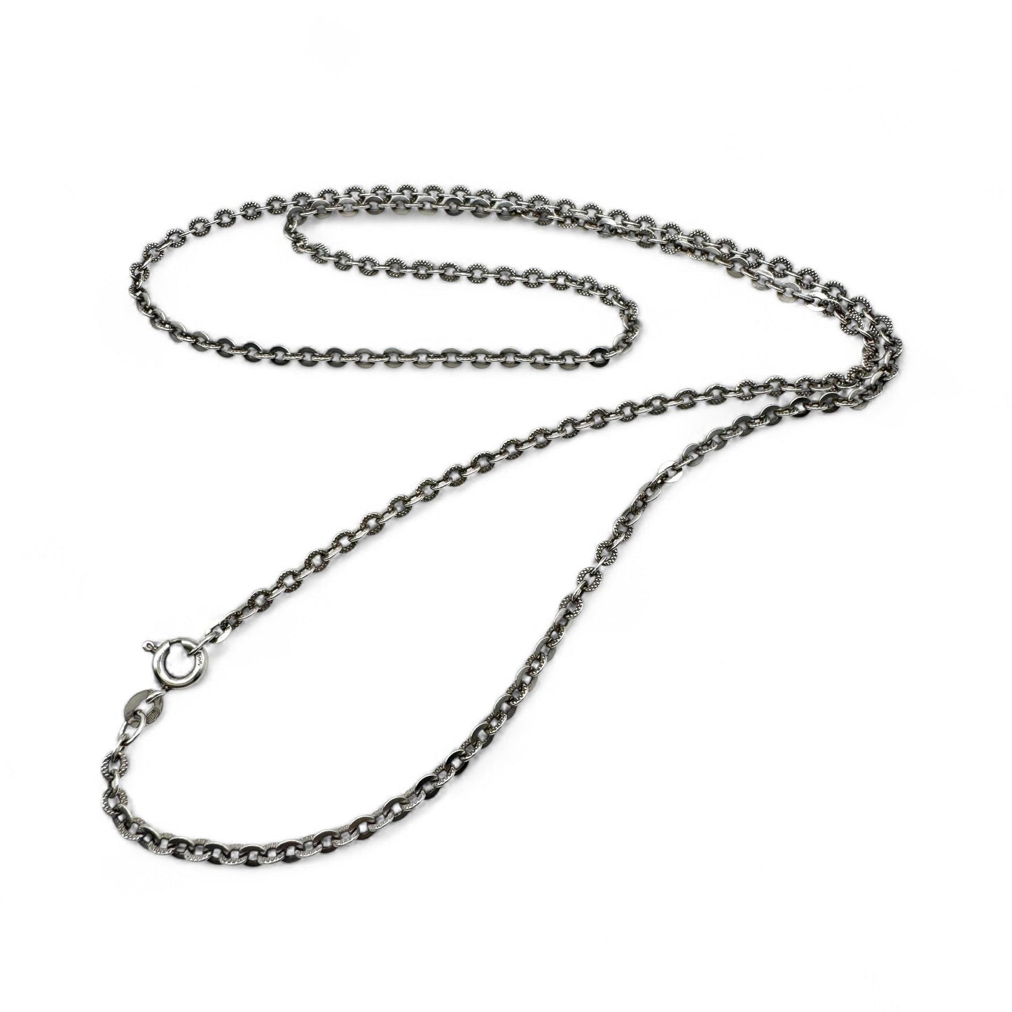 UNOAERRE 60cm Italian Silver Etched Necklace 1970s