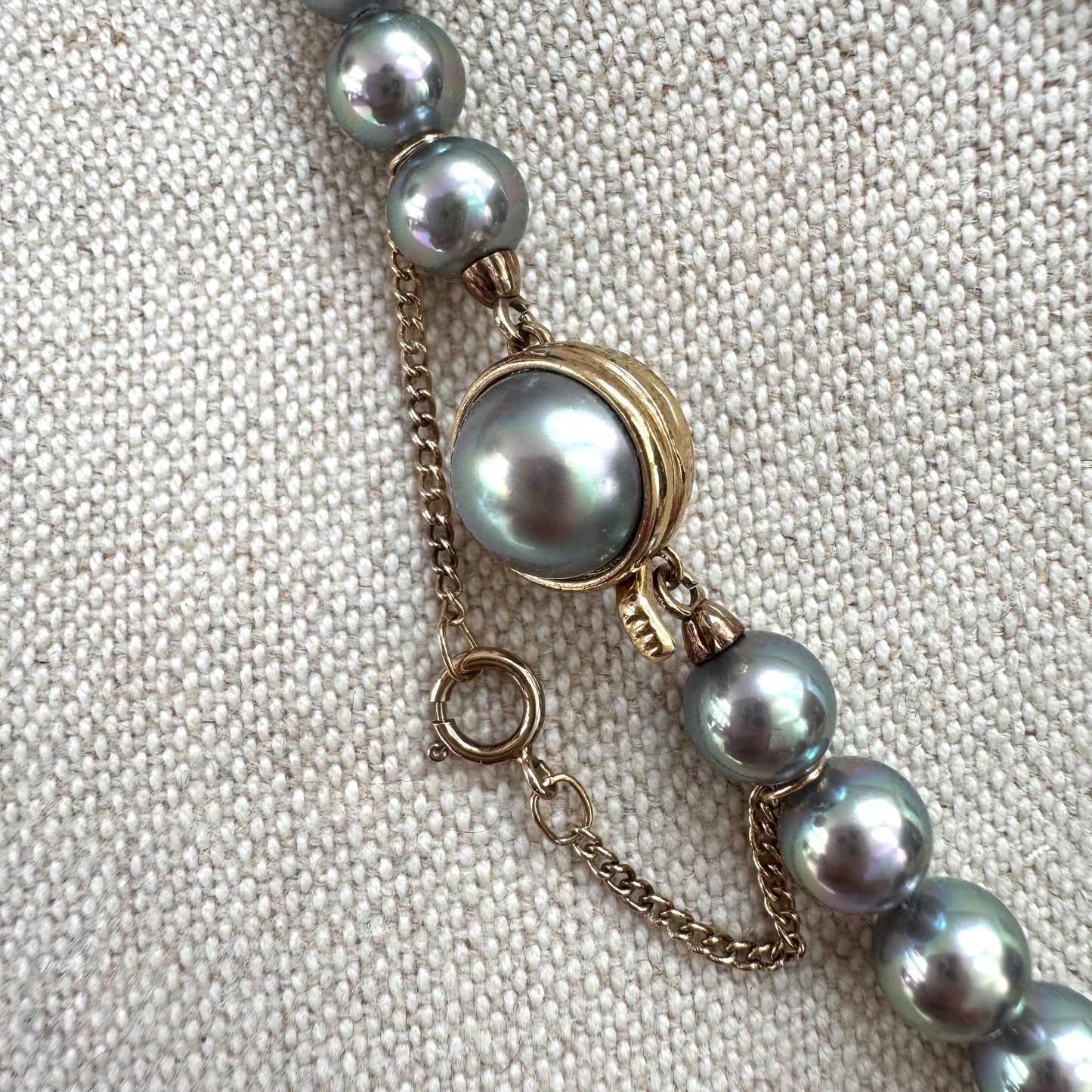 Majorica Hand Knotted Lavender/Grey 6mm Pearl 925 Silver Gold Vermeil Necklace