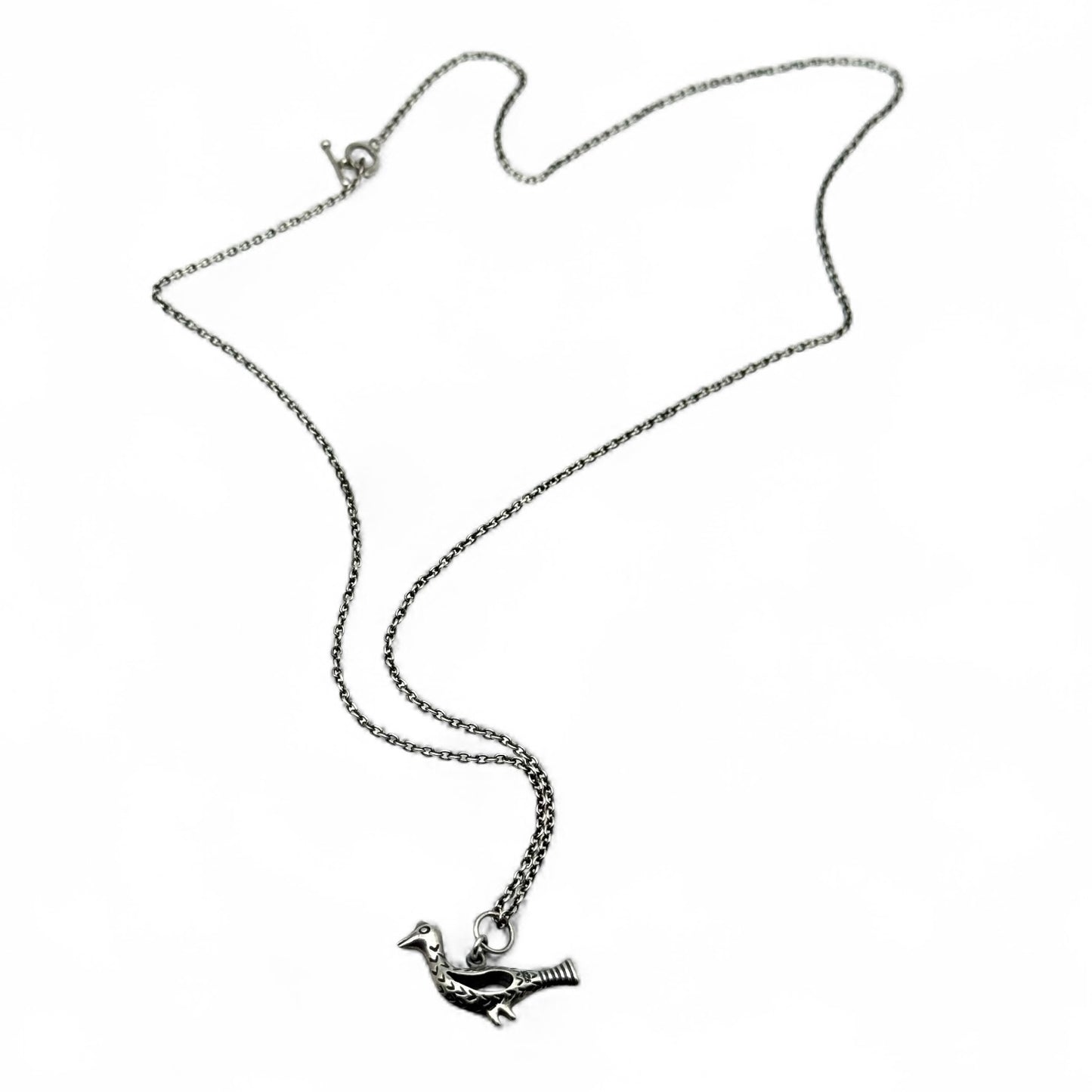 925 Silver Long Viking Bird/Dove Toggle Clasp Necklace