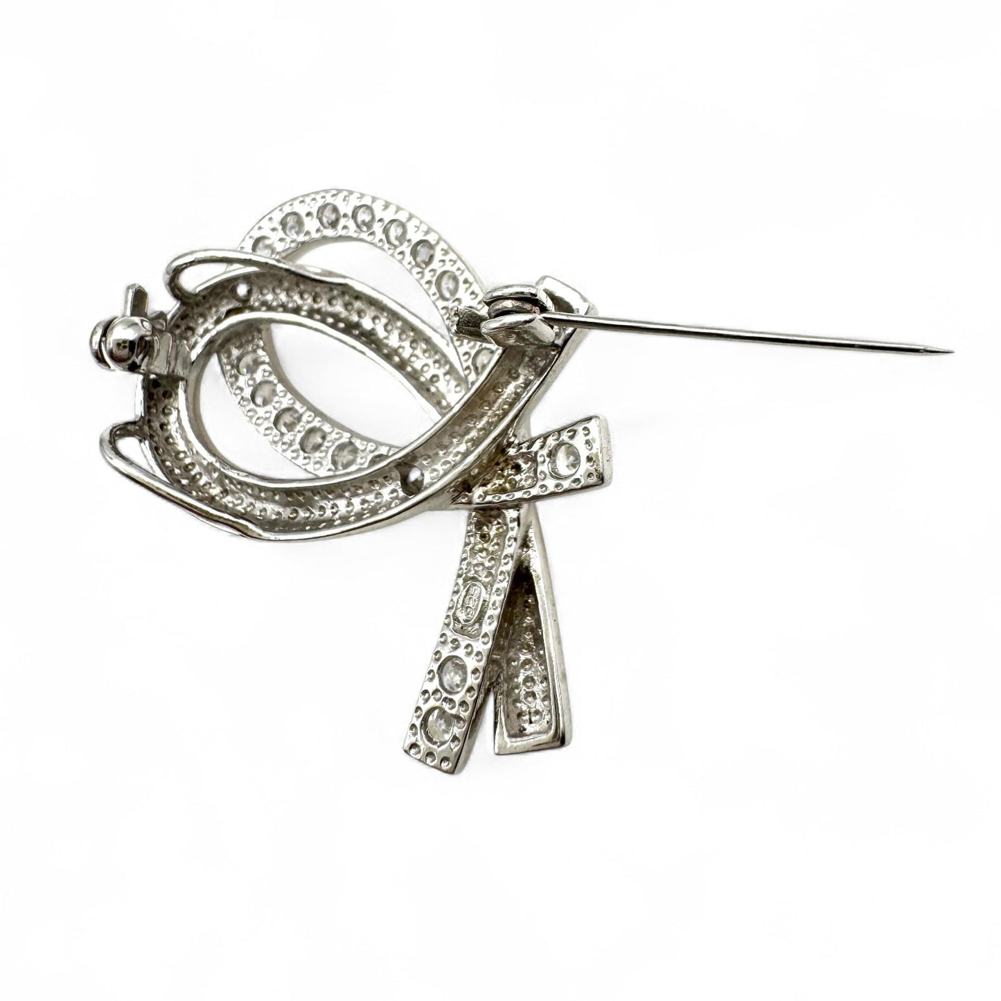925 Silver Crystal Open Back Double Loop Brooch / Pendant