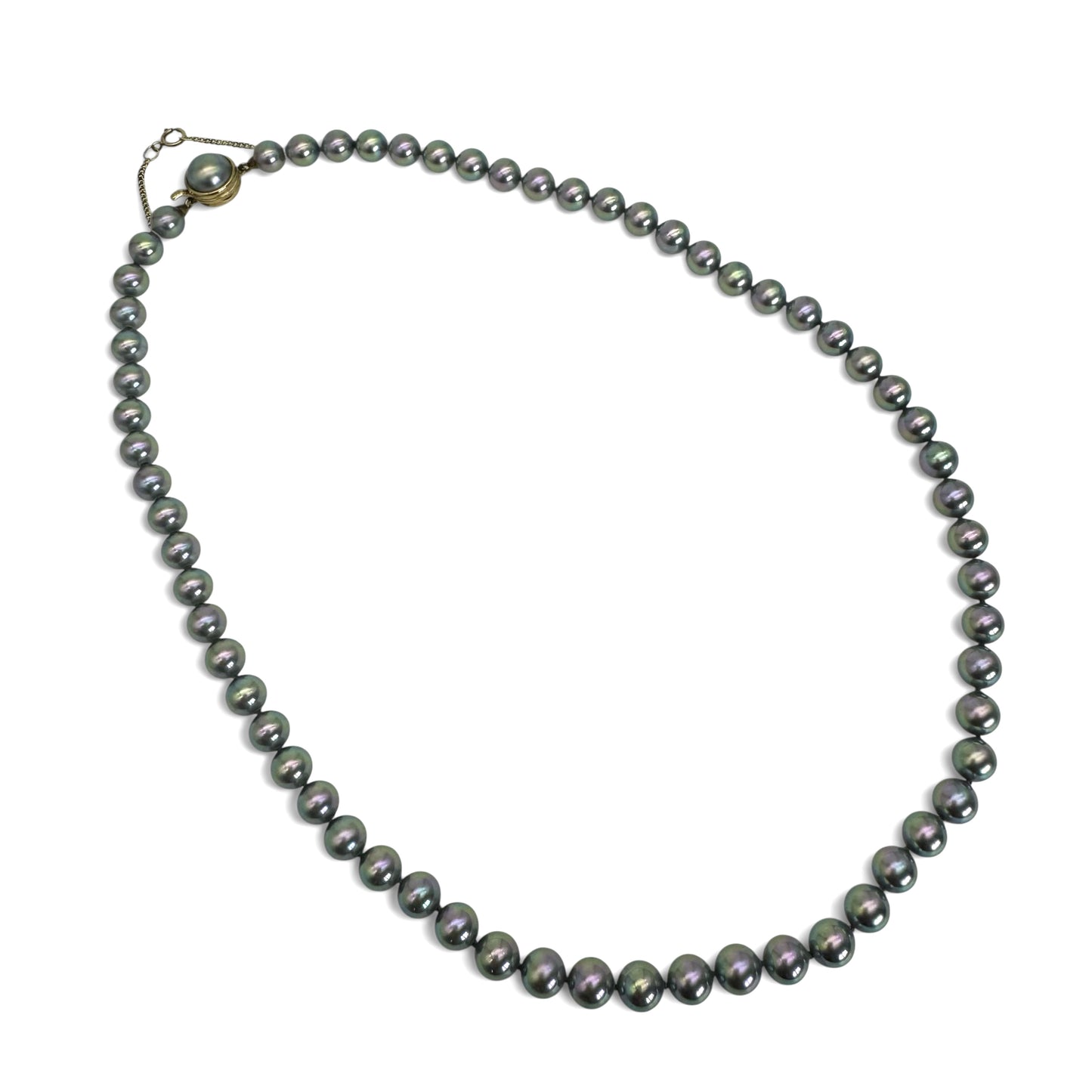 Majorica Hand Knotted Lavender/Grey 6mm Pearl 925 Silver Gold Vermeil Necklace