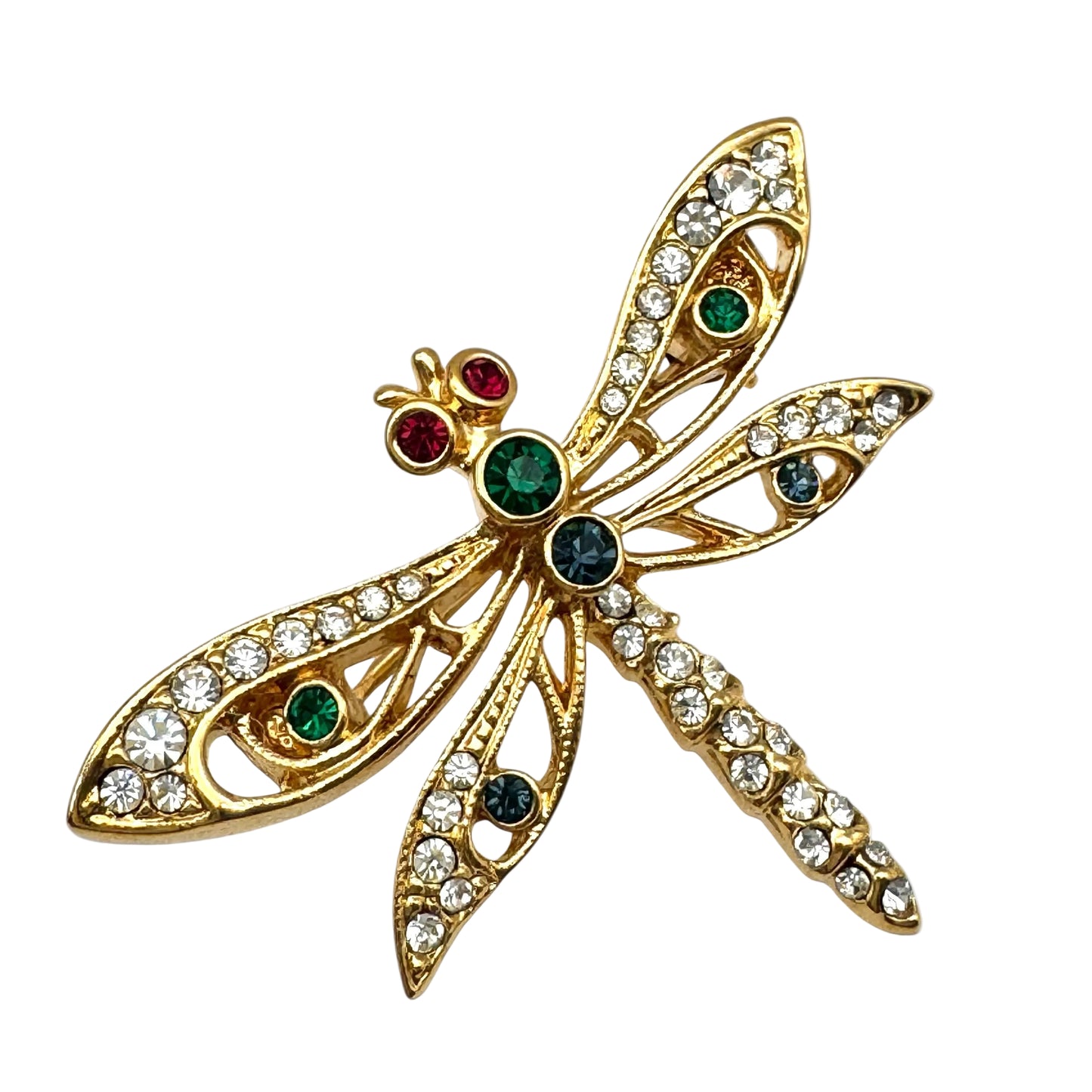 Attwood and Sawyer 22ct Gold Plated Swarovski Crystal Openwork Dragonfly (Small)