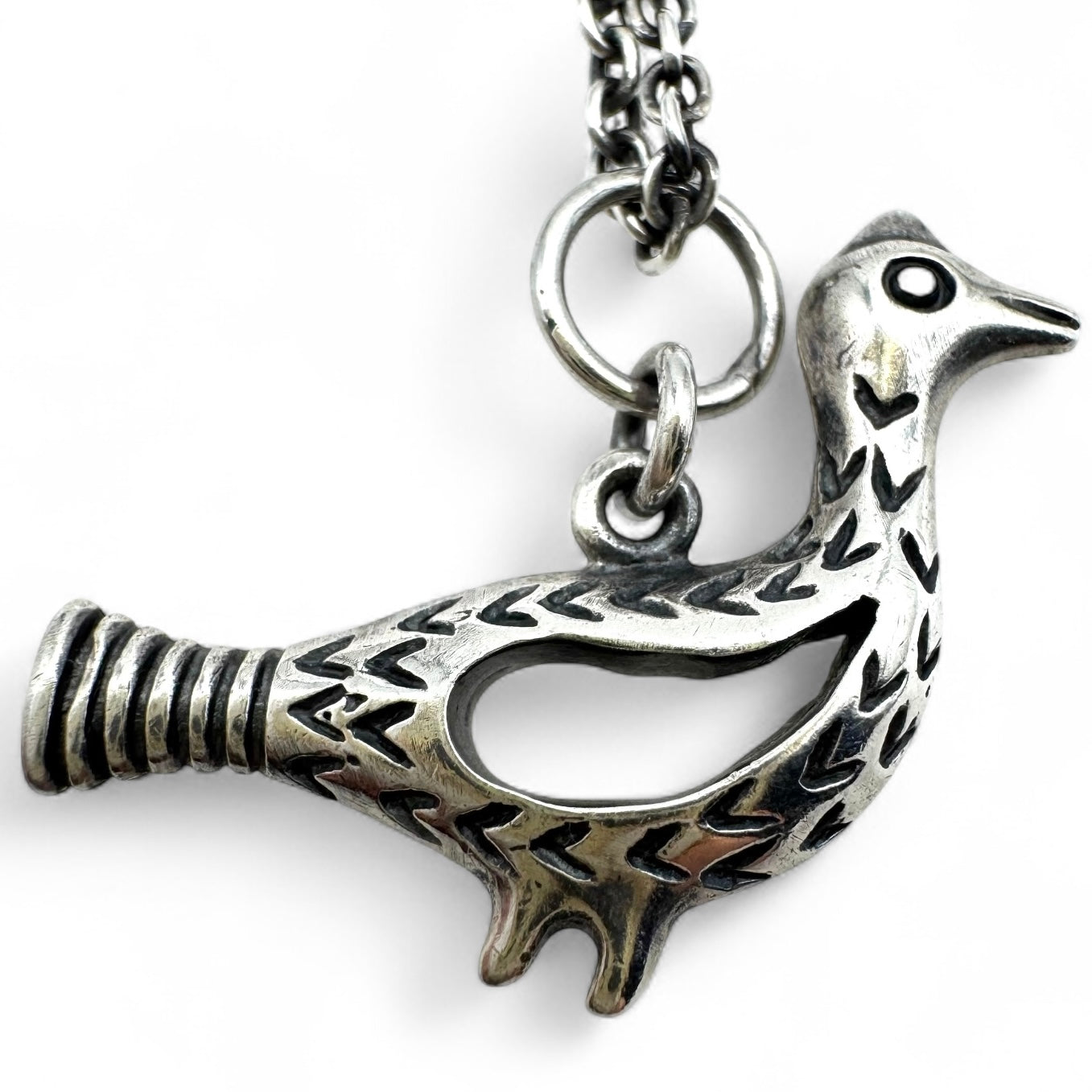 925 Silver Long Viking Bird/Dove Toggle Clasp Necklace