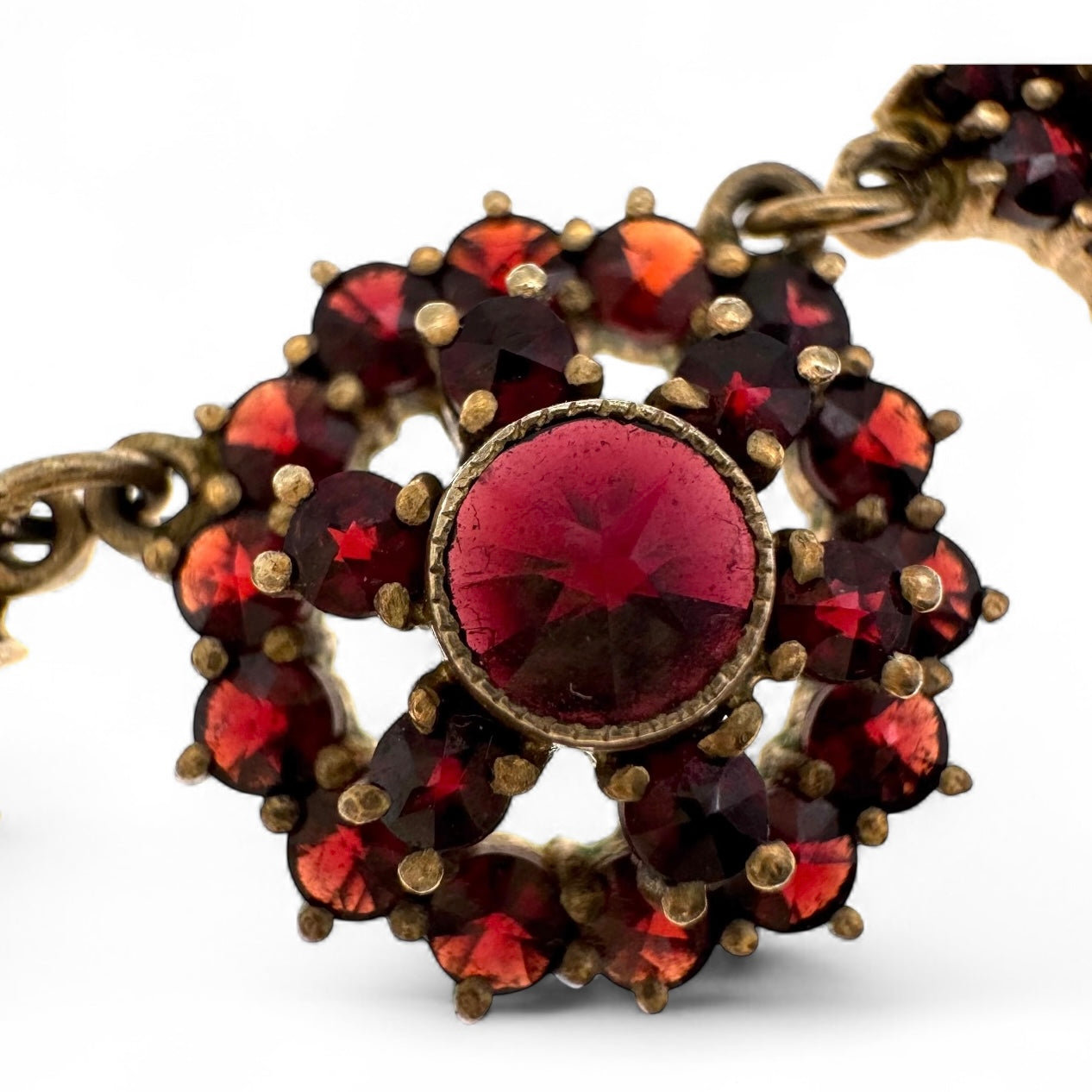 Vintage Bohemian Garnet Necklace in 900 Purity Silver with Gold Wash