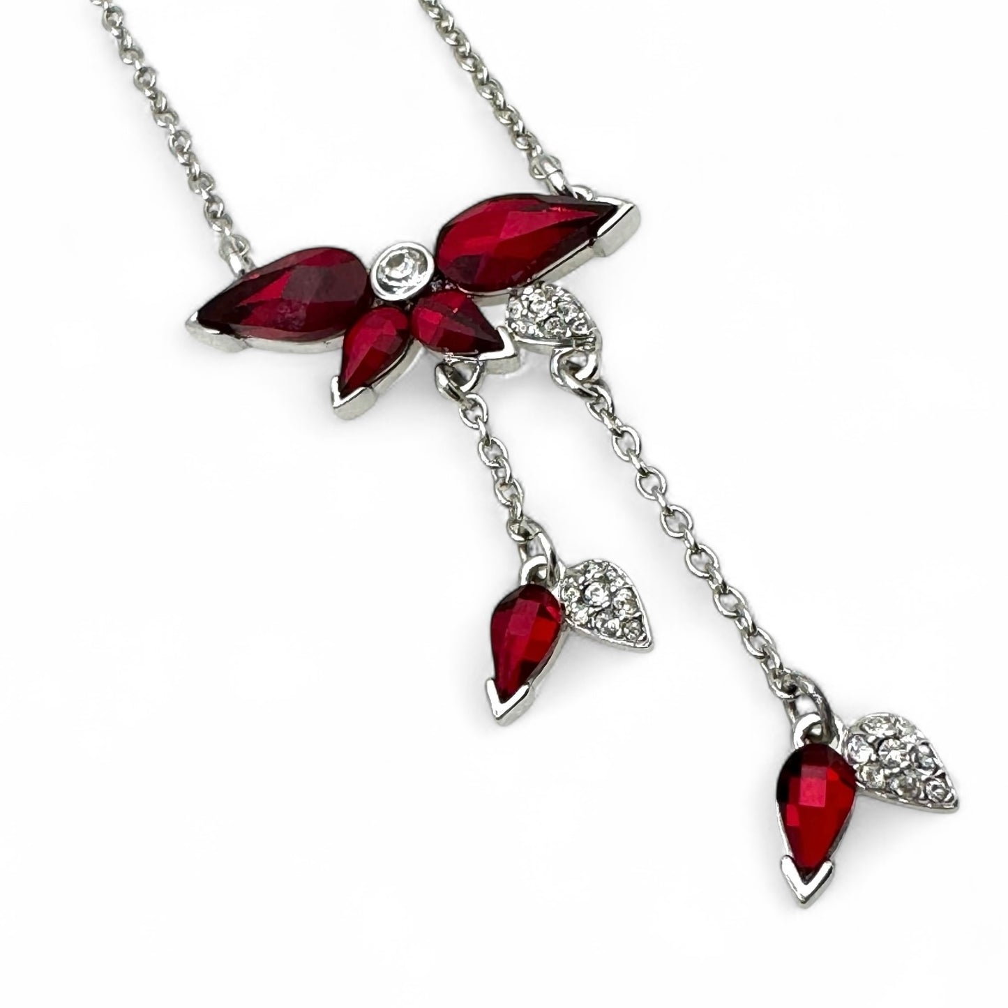 Swarovski (Swan Mark) Red Falling Petals Dropper Necklace