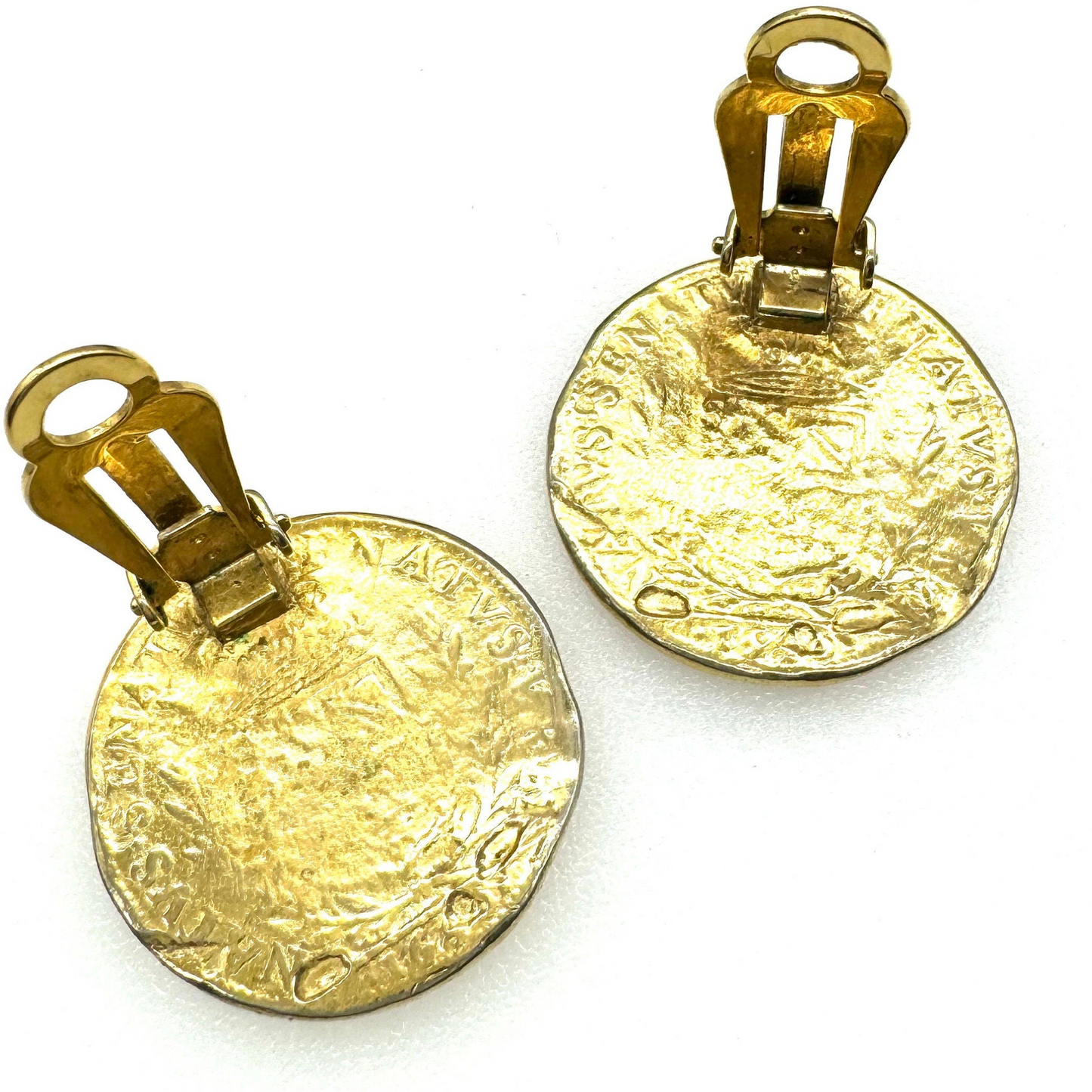 Vintage 1980's Faux Antique Coin Clip On Earrings