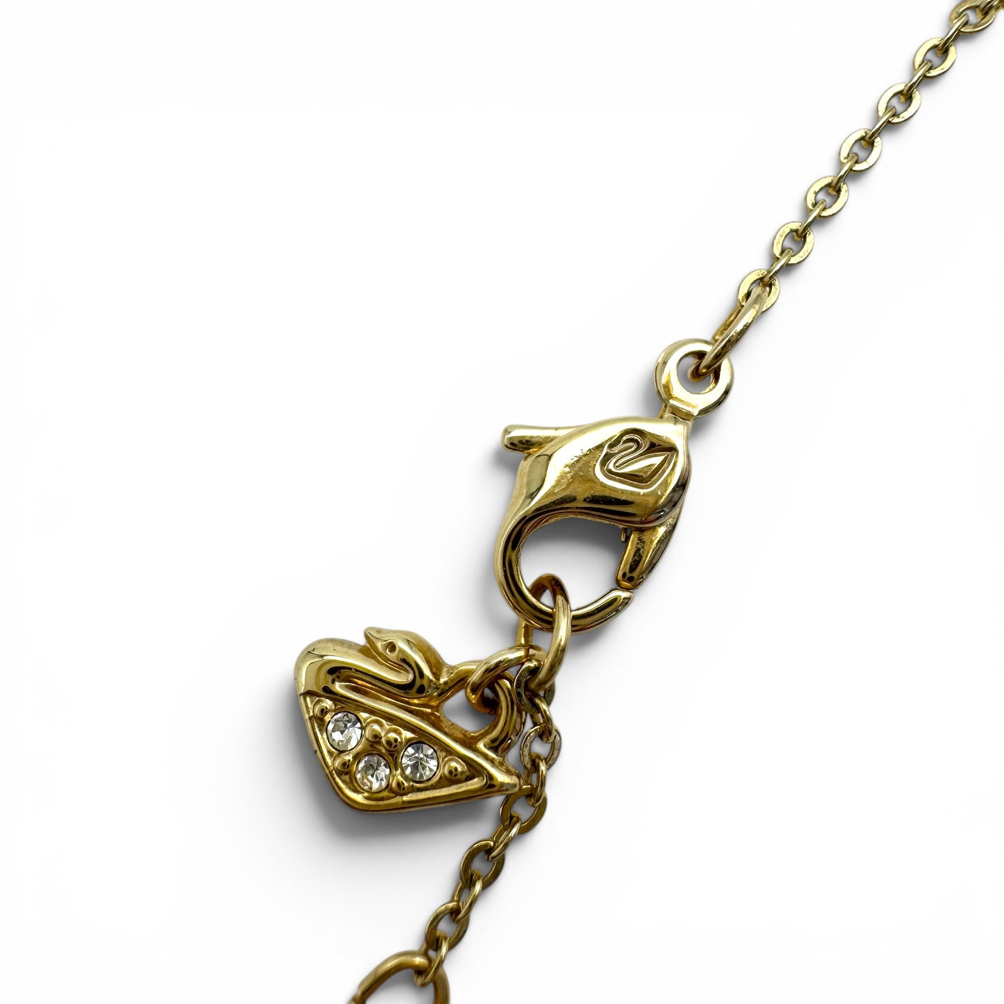 Swarovski (Swan Hallmark) Gold Plated Green 'Nuts' Erinite Solitaire Integral Necklace