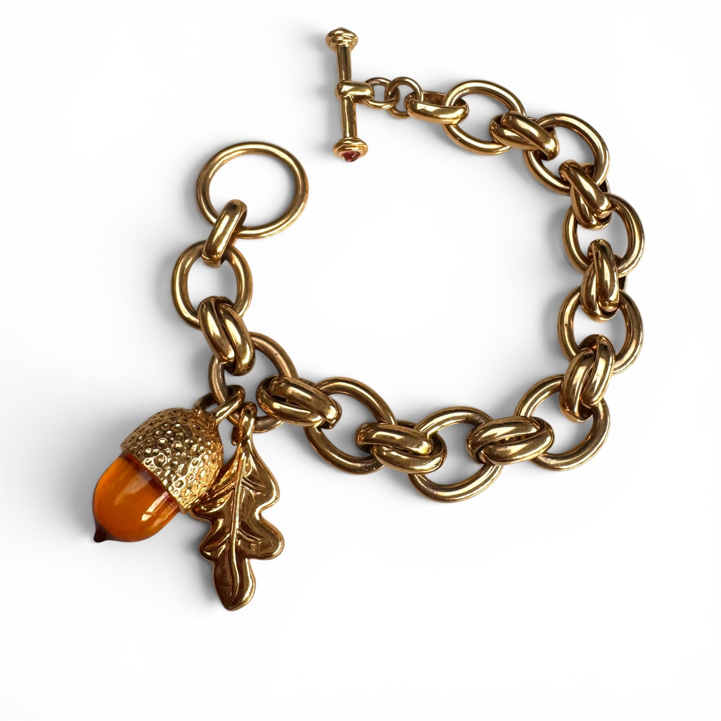 Francesca Visconti Glass Acorn and Leaf Charm Bracelet