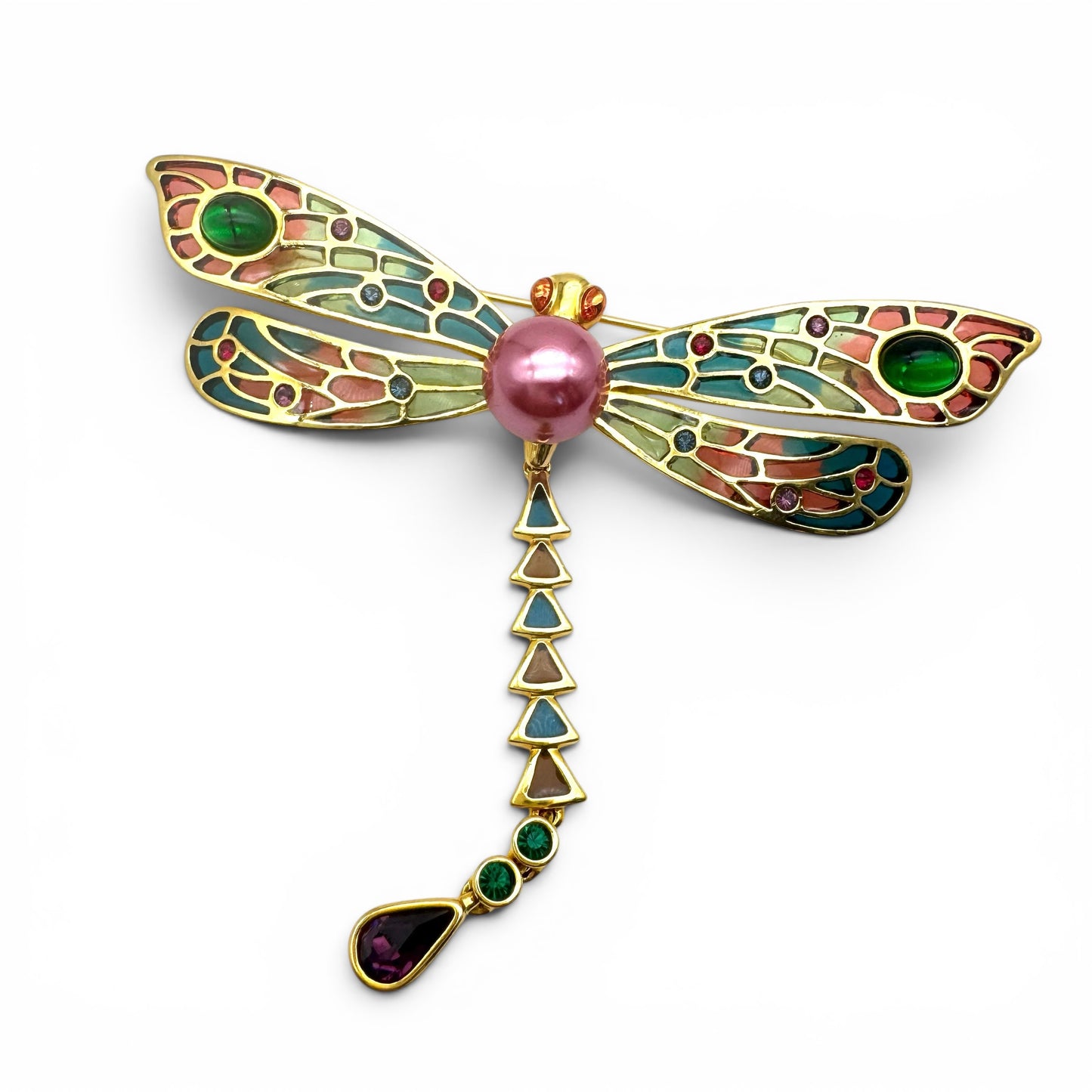 Joan Rivers Large Dragonfly Resin 'Plique a Jour' Brooch