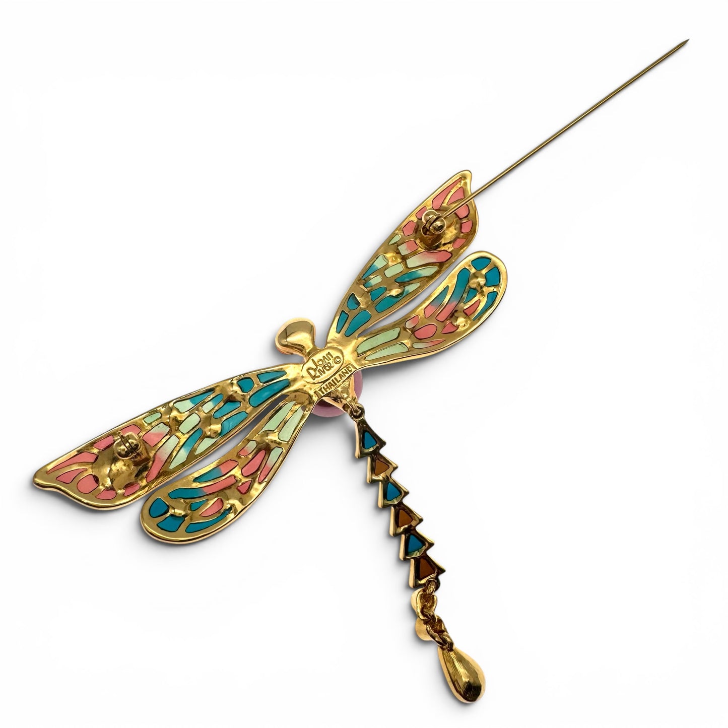 Joan Rivers Large Dragonfly Resin 'Plique a Jour' Brooch