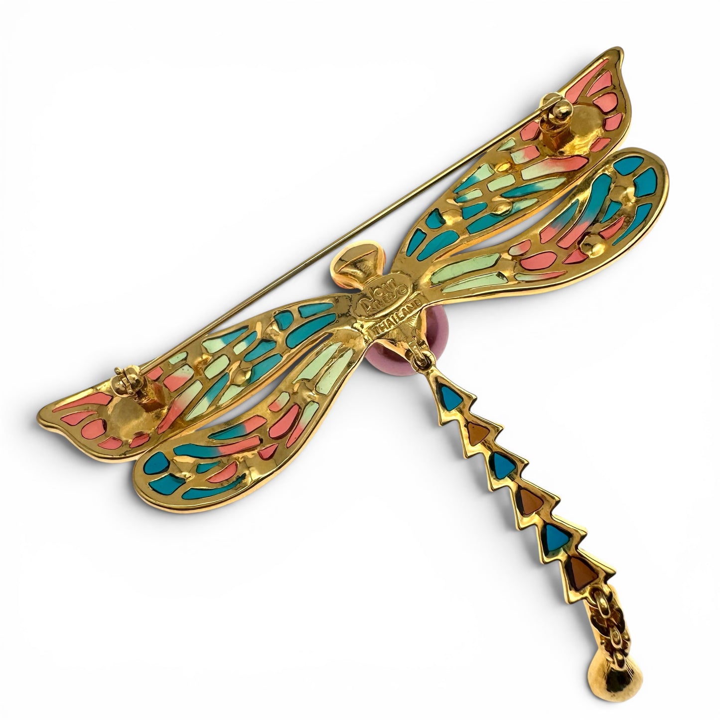 Joan Rivers Large Dragonfly Resin 'Plique a Jour' Brooch