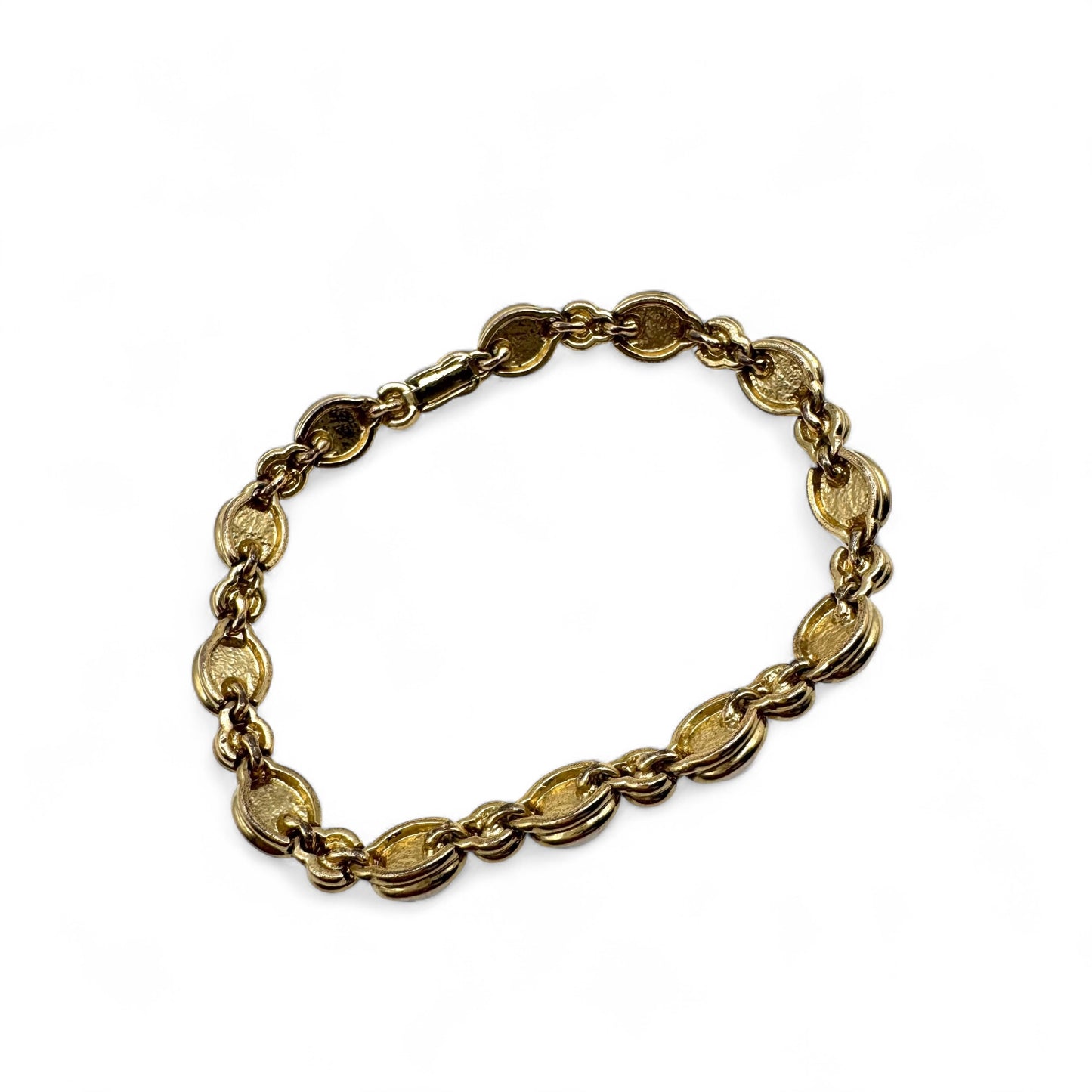 Oval Faux Pearl and Round Crystal Chain Link Bracelet 21cm