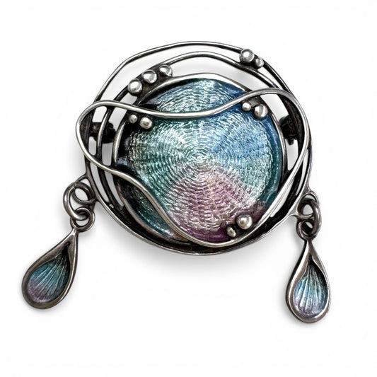 Dust Jewellery (Norman Grant) Sterling Silver Enamel Brooch and Fully Hallmarked
