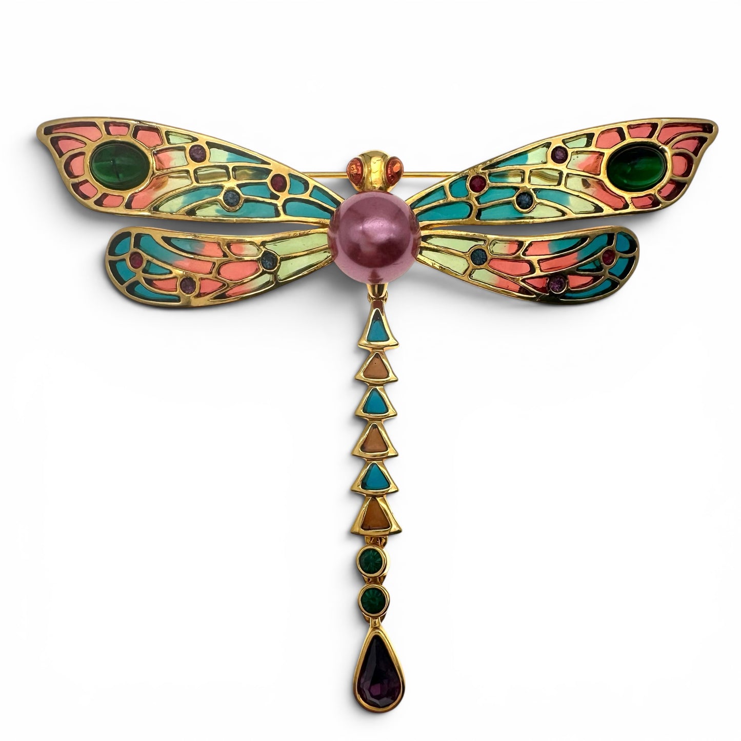 Joan Rivers Large Dragonfly Resin 'Plique a Jour' Brooch