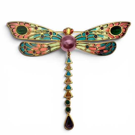 Joan Rivers Large Dragonfly Resin 'Plique a Jour' Brooch