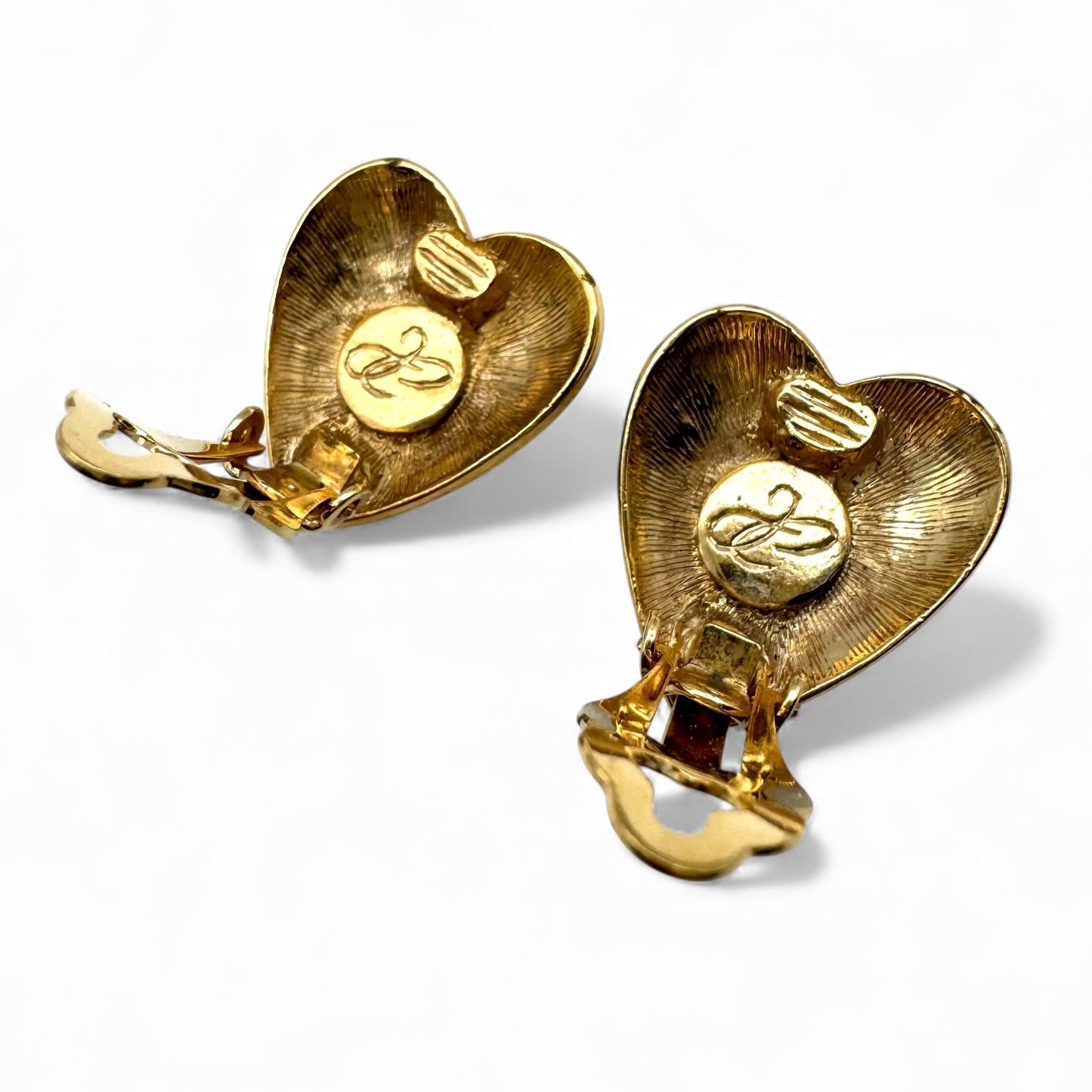 Joan Collins Black Enamel Heart with Swarovski Crystal Accents Clip On Earrings